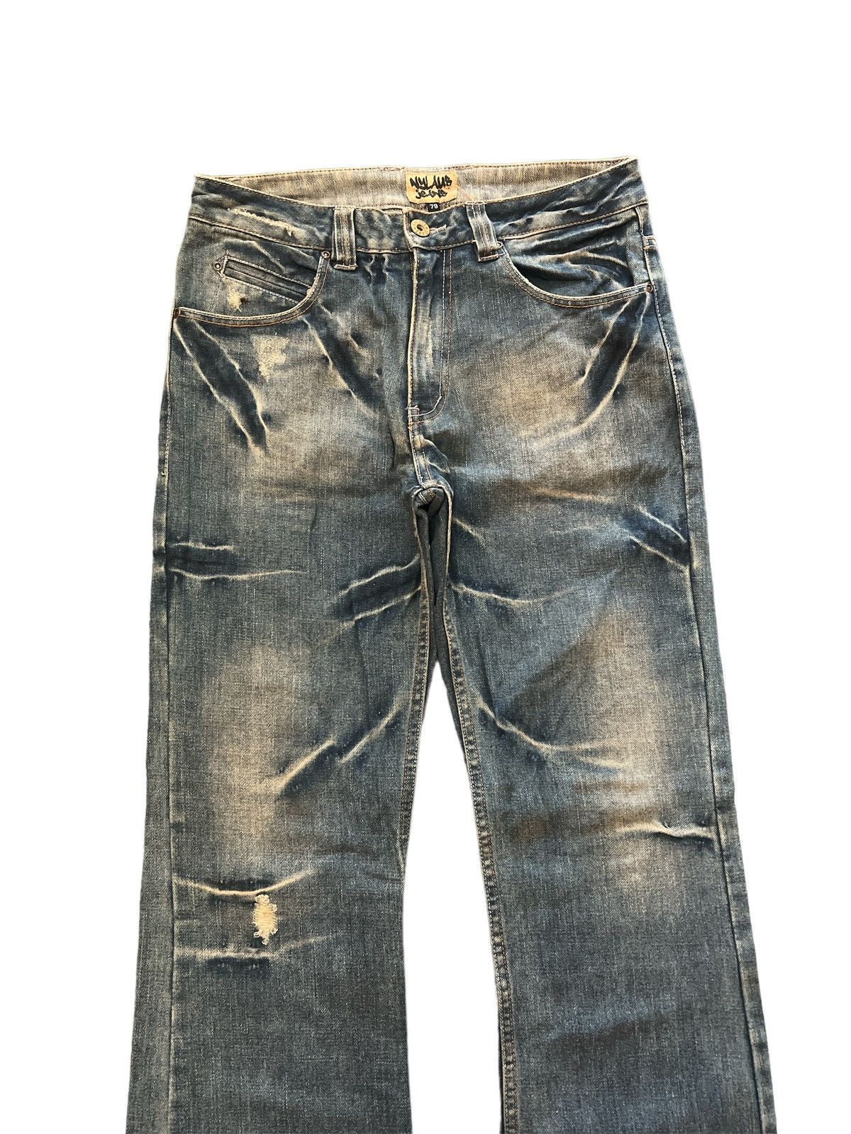 If Six Was Nine FLARED💥NYLAUS DISTRESSED DENIM PANT Size US 30 / EU 46 - 2 Thumbnail