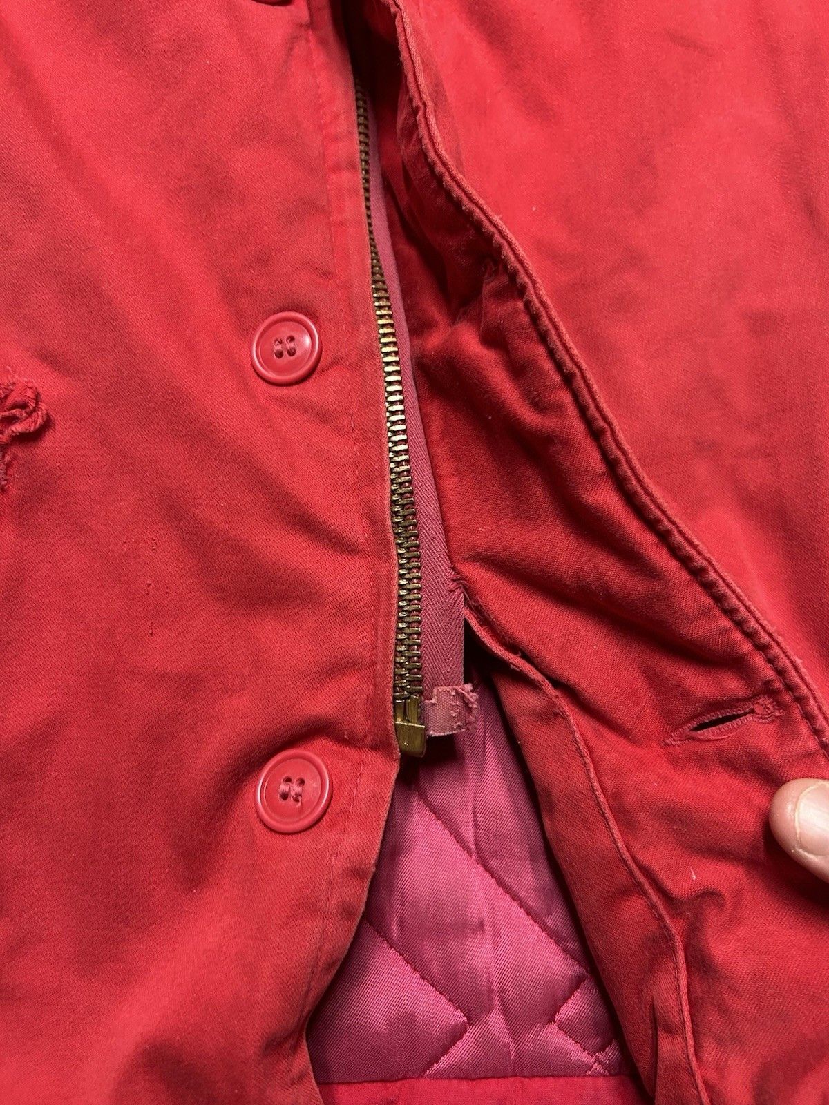 Vintage 1950s quilt lined parka jacket expedition survival red L Size US L / EU 52-54 / 3 - 7 Thumbnail