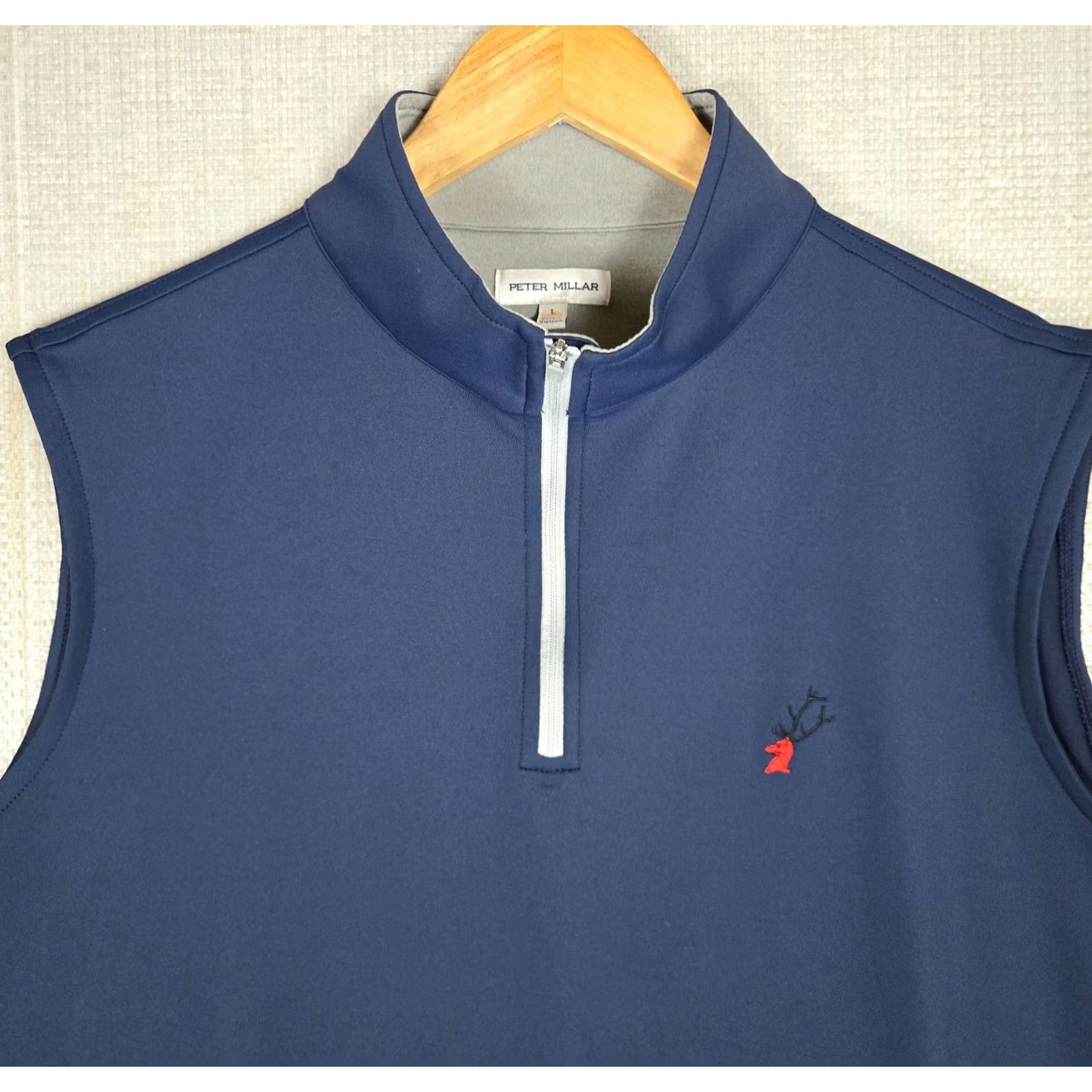 Peter Millar Peter Millar Crown Sport Perth Wicking Mens 1/4 Zip Vest Pullover Blue Golf Casual Shirt Jacket Windbreaker Stand-Up Collar Large Mens Size US L / EU 52-54 / 3 - 2 Thumbnail