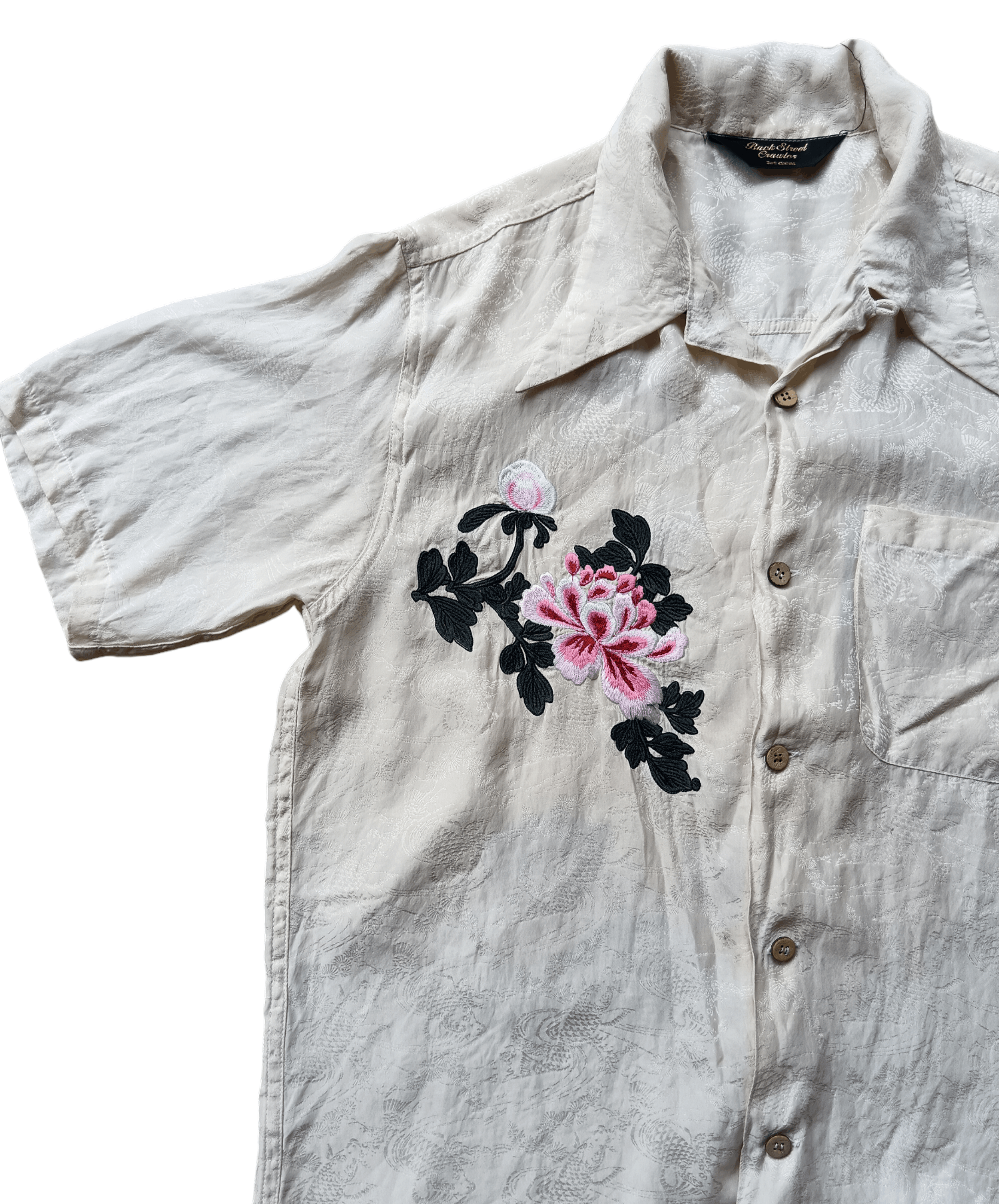 Japanese Brand Vtg Embroidery Silk Japanese Scripture Button Up Size US M / EU 48-50 / 2 - 3 Thumbnail