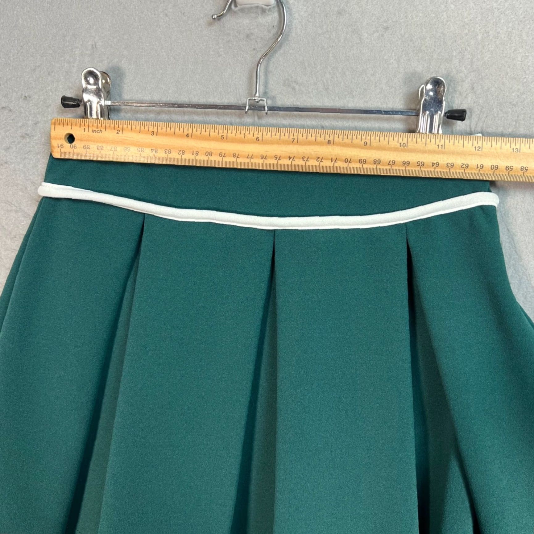 Urban Outfitters VINTAGE Urban Outfitters Womens Small Green Pleated Mini Skirt W/ White Trim Size 28" / US 6 / IT 42 - 5 Thumbnail