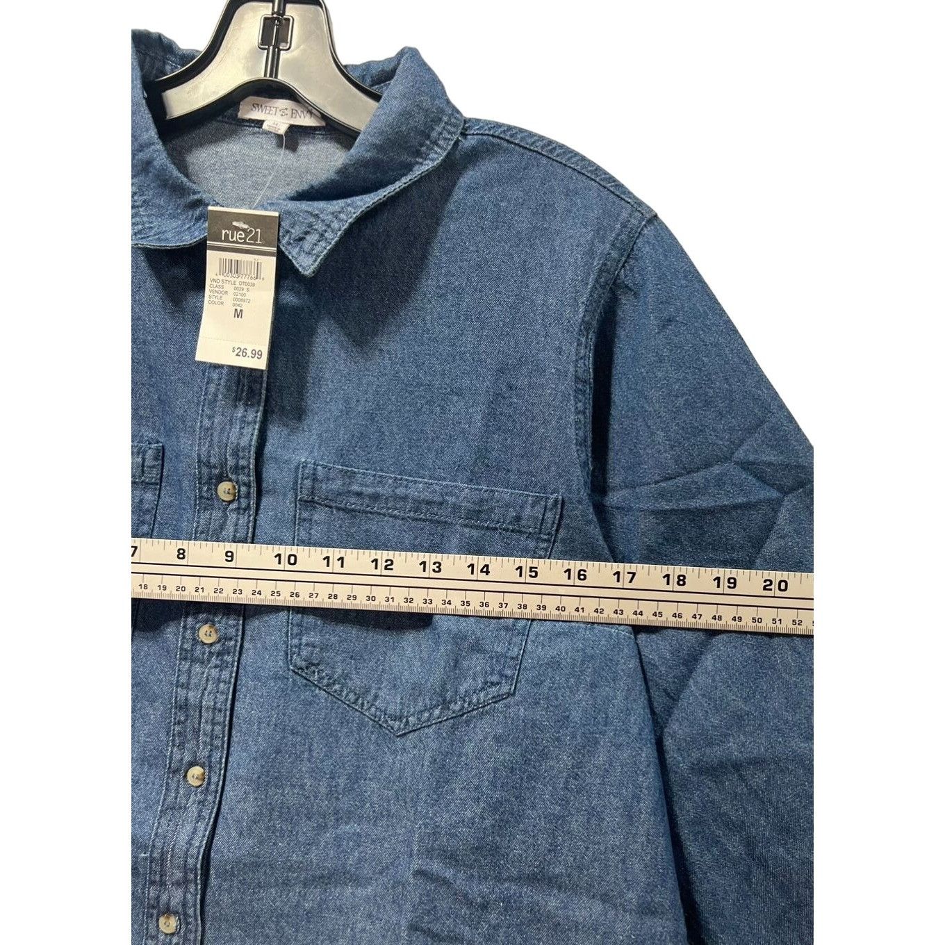 Other Sweet Envy- Women's Chambray Long Sleeve Button Down Shirt W Size M / US 6-8 / IT 42-44 - 3 Thumbnail