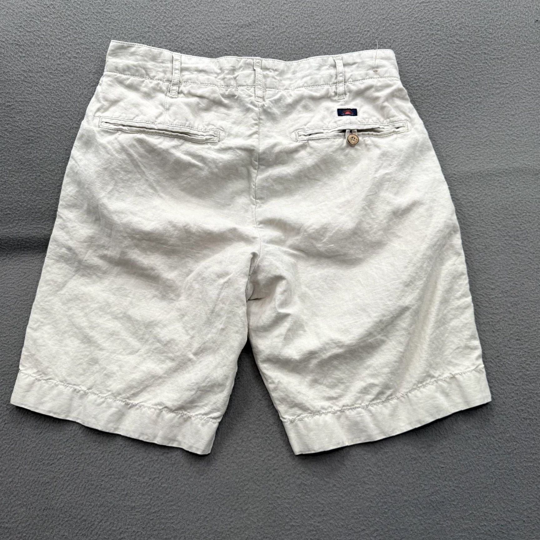 Faherty Faherty Shorts Mens 29 Beige Linen Cotton Chino Drawstring 9 Inseam Casual Beach Size US 29 - 2 Thumbnail