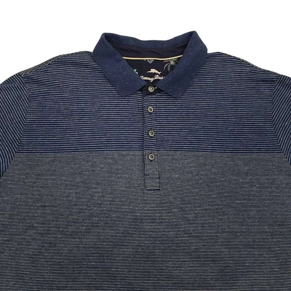 Tommy Bahama Tommy Bahama Polo Shirt Caribbean Navy Blue Tonal Striped XL Size US XL / EU 56 / 4 - 6 Thumbnail