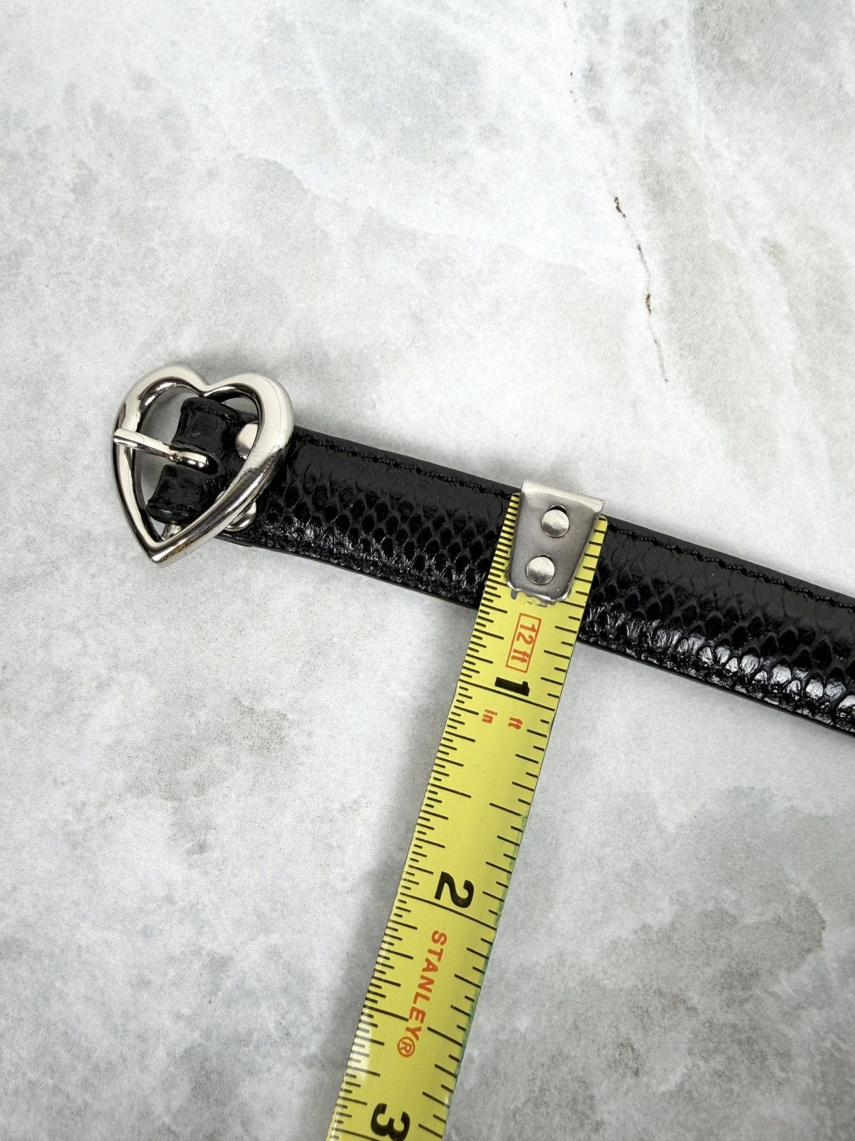 Undercover Undercover Snakeskin Silver Heart Buckle Leather Belt Black Size ONE SIZE - 4 Thumbnail