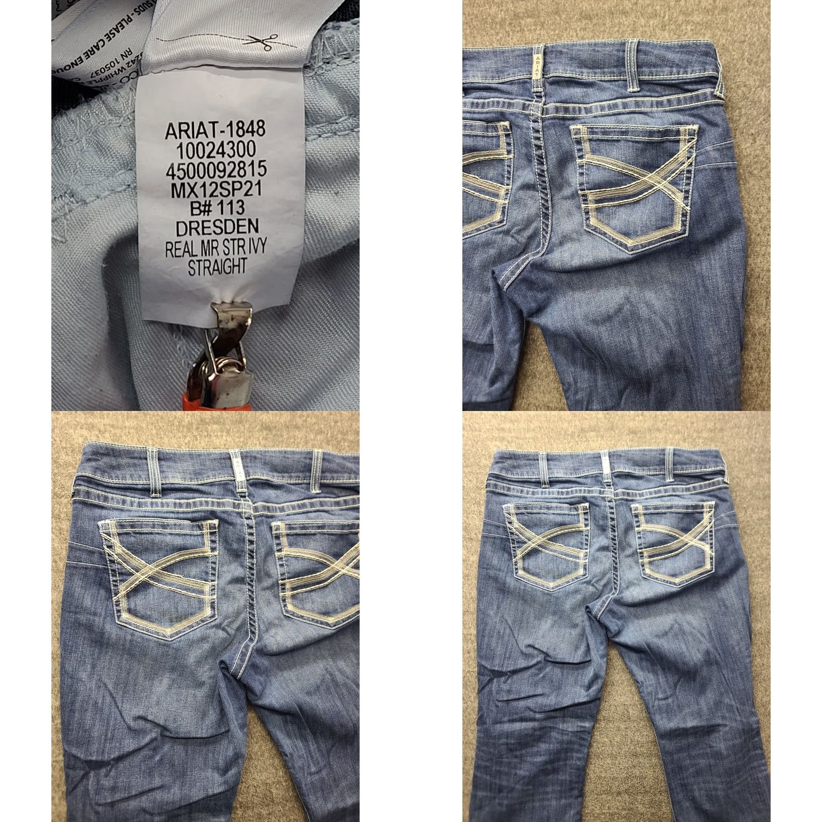 Ariat VINTAGE Ariat Real Denim Ivy Jeans Womens 34x32 Slim Fit Straight Leg Mid Rise Stackable Size 24" / US 00 / IT 34 - 9 Thumbnail