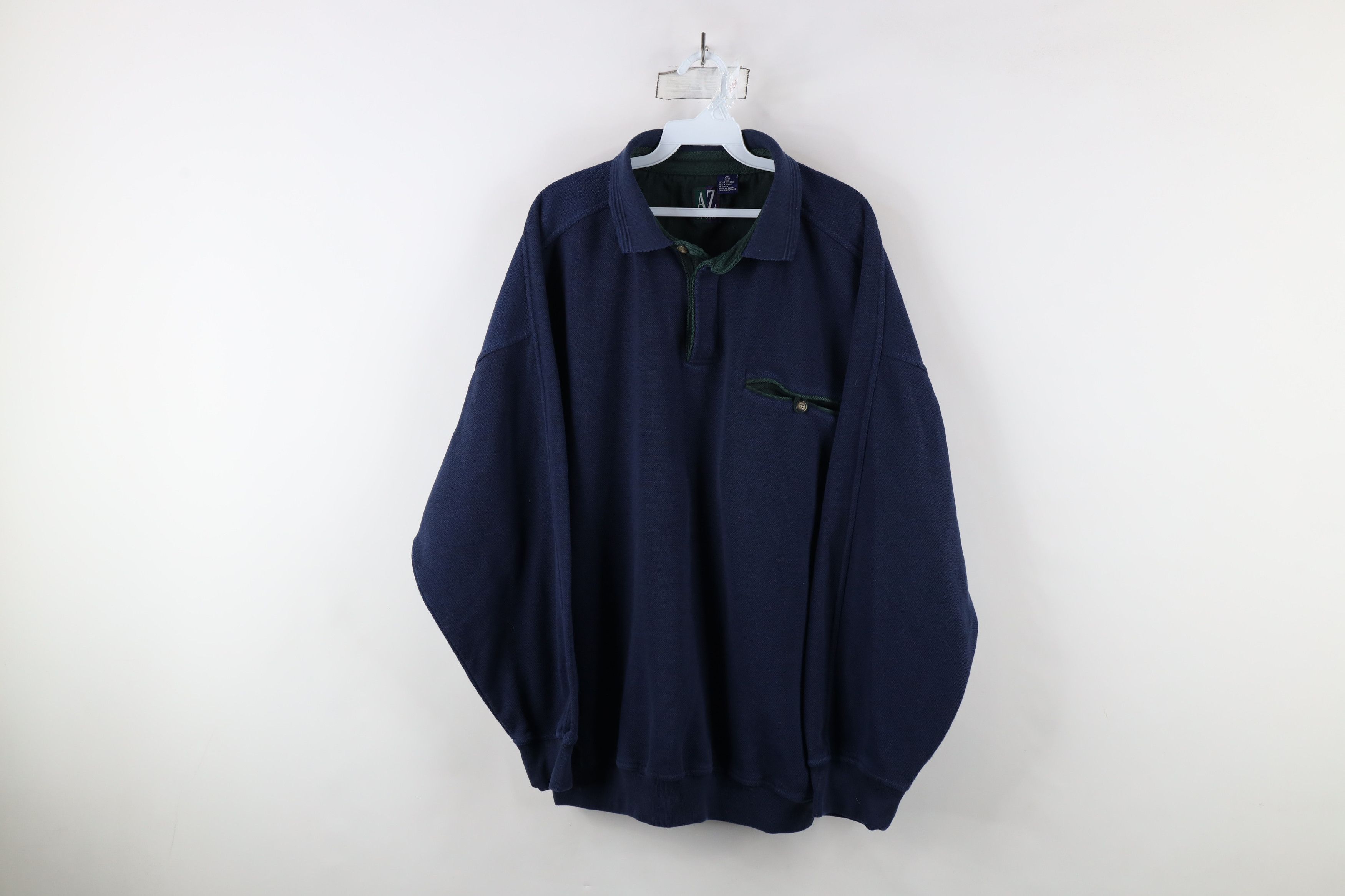 Vintage Vintage 90s Streetwear Faded Collared Pullover Sweatshirt Size US XXL / EU 58 / 5 - 1 Thumbnail