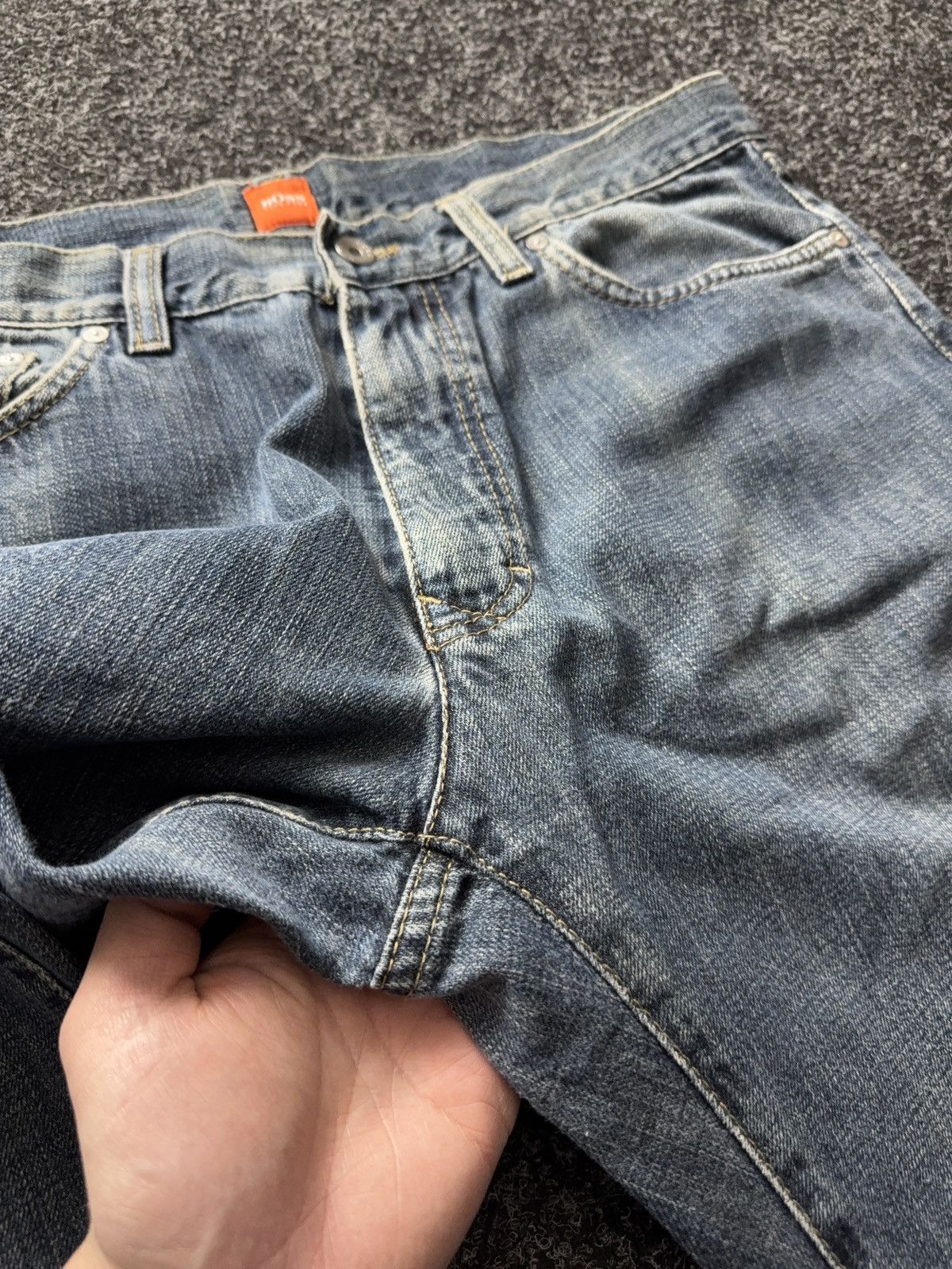 Hugo Boss Vintage 00s Distressed Hugo Boss Orange Blue Denim Jeans Size US 34 / EU 50 - 10 Thumbnail