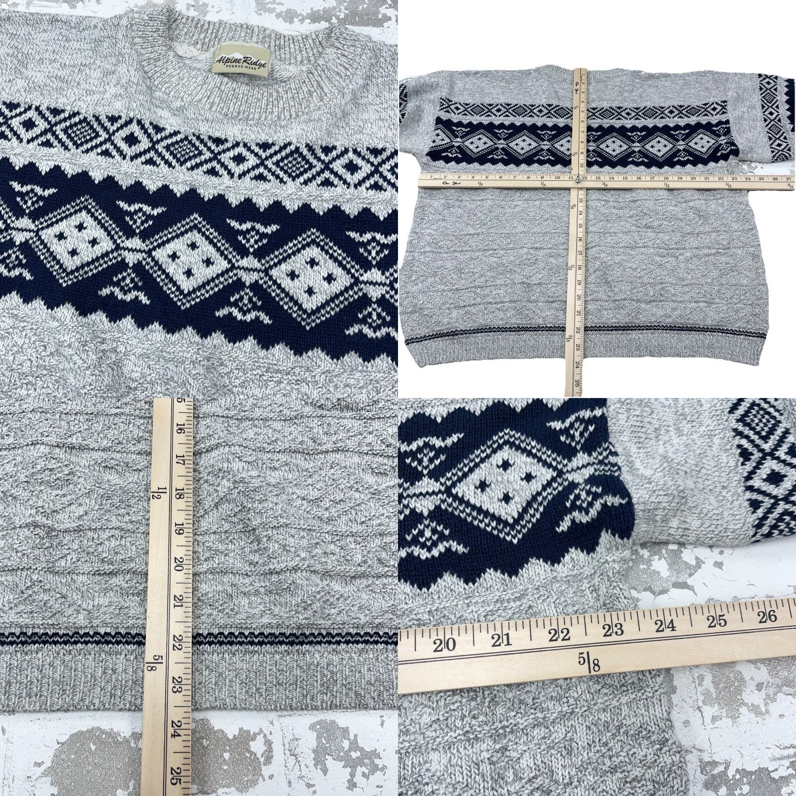 Vintage VINTAGE Alpine Ridge Sweater Men M Gray Blue Knit Nordic 90s Logo Geometric Crew Neck Pullover All Seasons Heavyweight Knitwear Mens Size US M / EU 48-50 / 2 - 8 Thumbnail