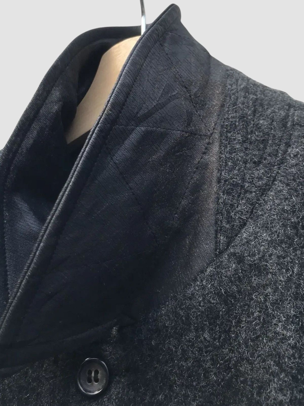 Comme des Garcons Homme Plus Archive AD1995 CdG Homme Plus Leather Collar Wool Coat Size US M / EU 48-50 / 2 - 11 Thumbnail