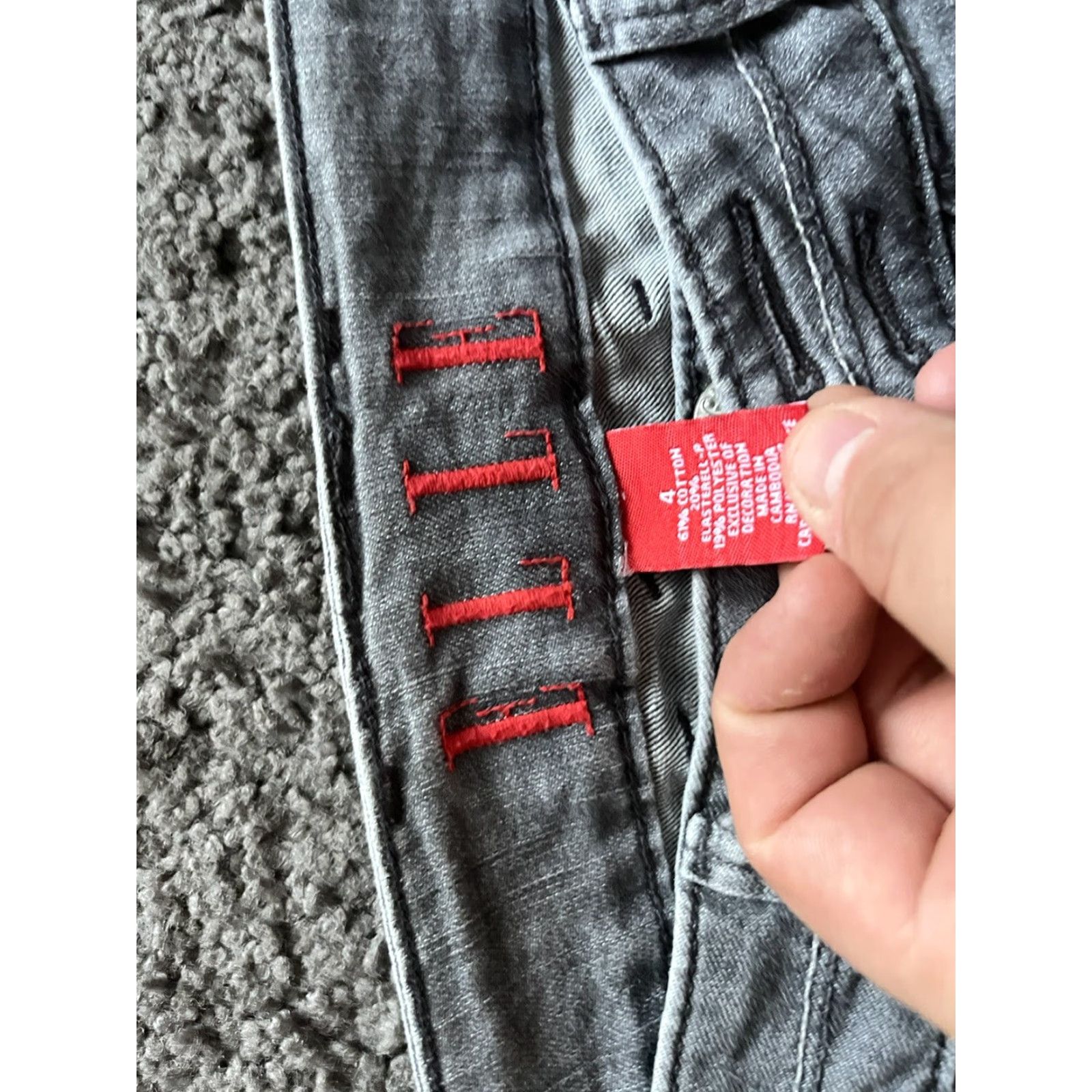 Vintage ELLE Jeans Women's Size 4 Gray Skinny Denim Stretch Embroidered Button Closure Adults Regular 31in Inseam Womens Jeans Size 27" / US 4 / IT 40 - 5 Thumbnail
