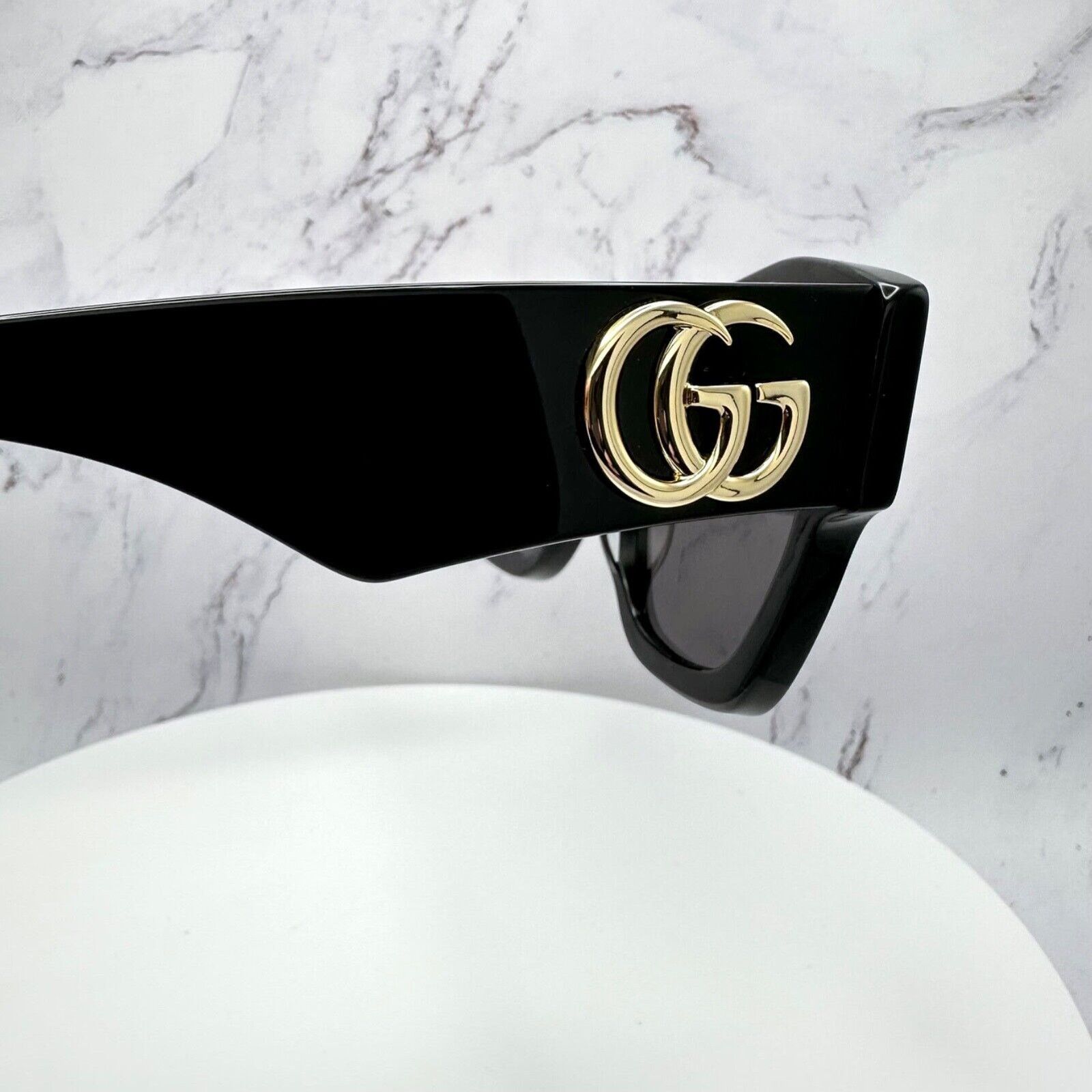 Gucci Gucci Sunglasses Black Cat Eye Gold Interlocking GG Logo Size ONE SIZE - 17 Thumbnail