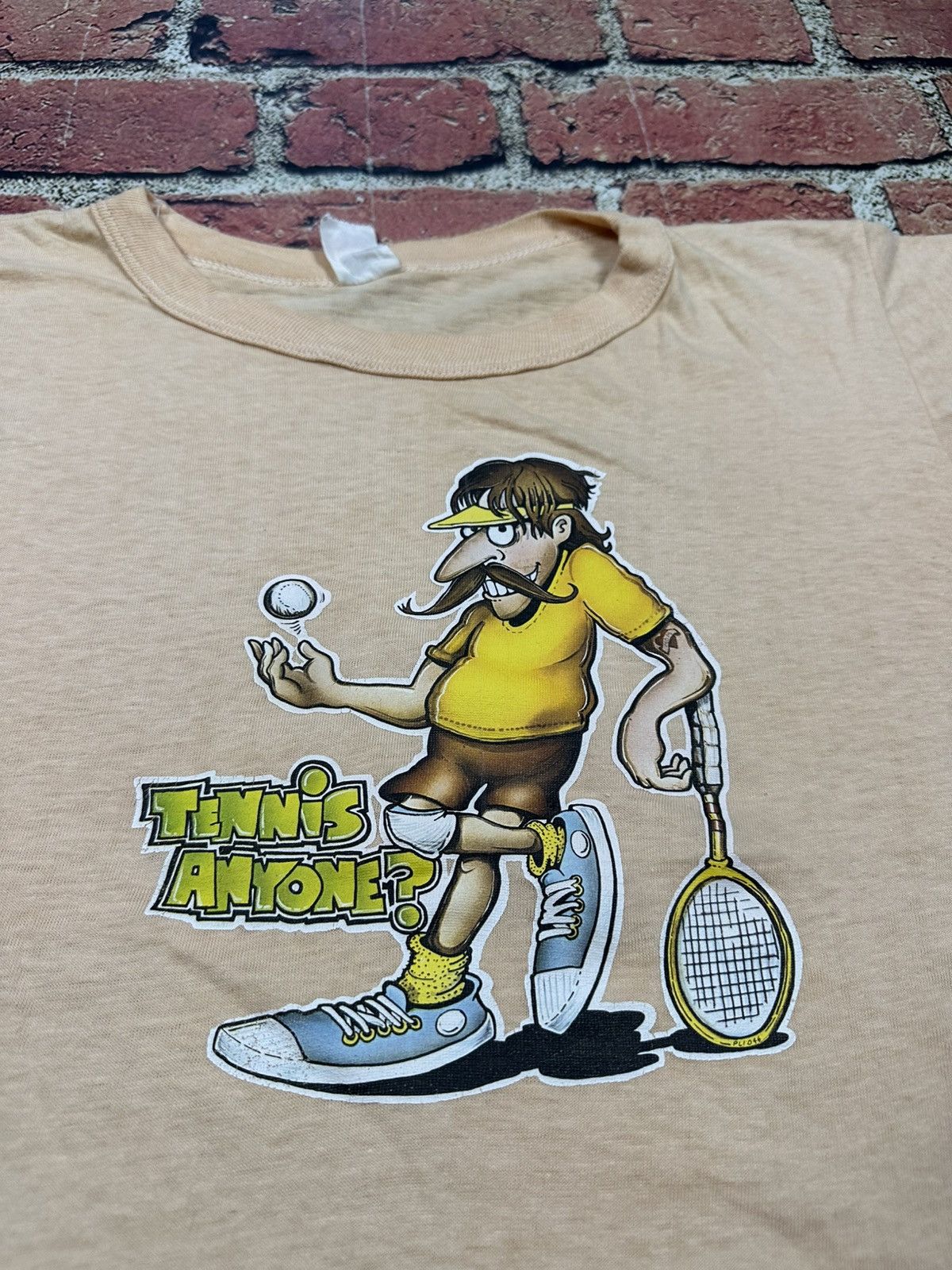 Vintage True Vintage 70s/80s Tennis Anyone Cartoon Tee Single Stitch Size US M / EU 48-50 / 2 - 2 Thumbnail