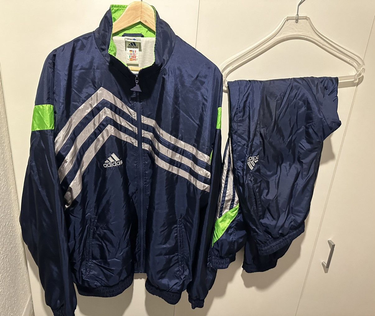 image of Adidas Tracksuit Size L Vintage Retro Adidas Suit in Blue, Men's