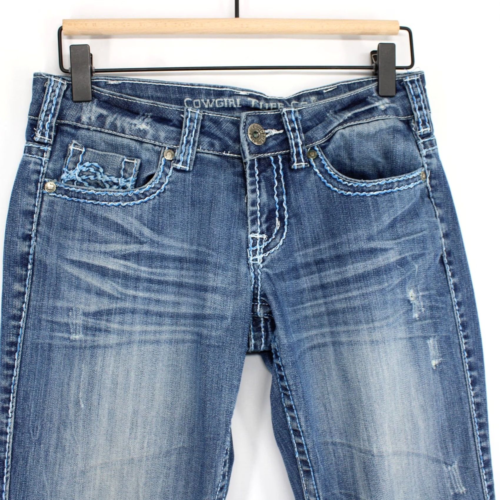 CO Cowgirl Tuff Co Jeans Womens Blue Waves Bootcut 24 Regular XS? Size 42" / US 20 - 3 Thumbnail