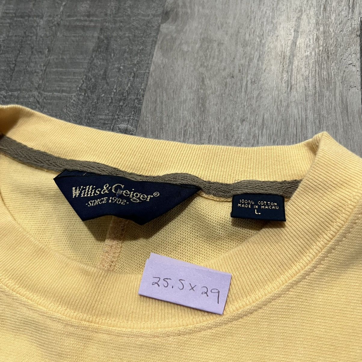 Willis & Geiger Willis & Geiger Yellow Cotton Lightweight Crest Sweatshirt Size US L / EU 52-54 / 3 - 6 Thumbnail