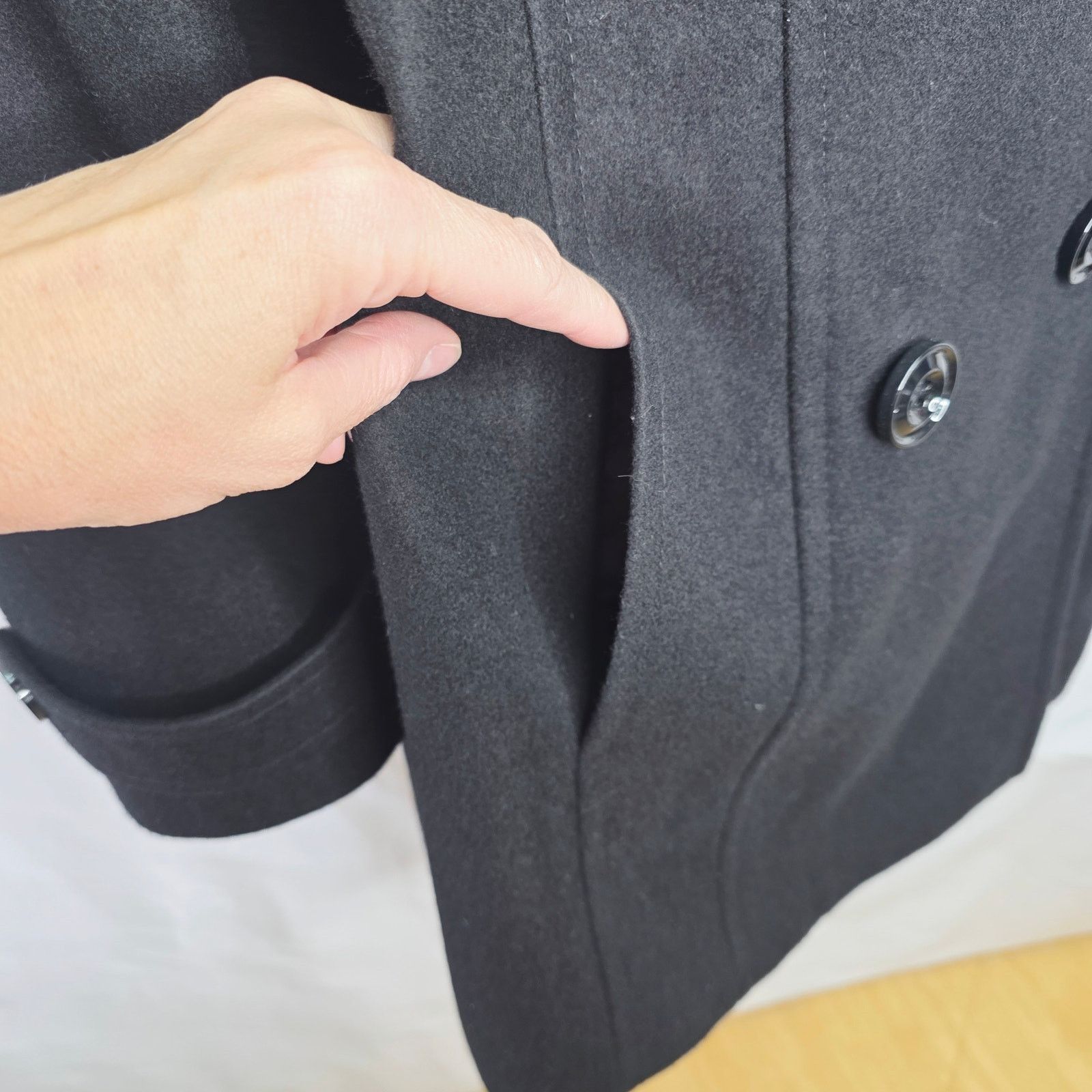 Anne Klein Anne Klein Wool Blend Double Breasted Long Sleeve Coat Size XL / US 12-14 / IT 48-50 - 8 Thumbnail