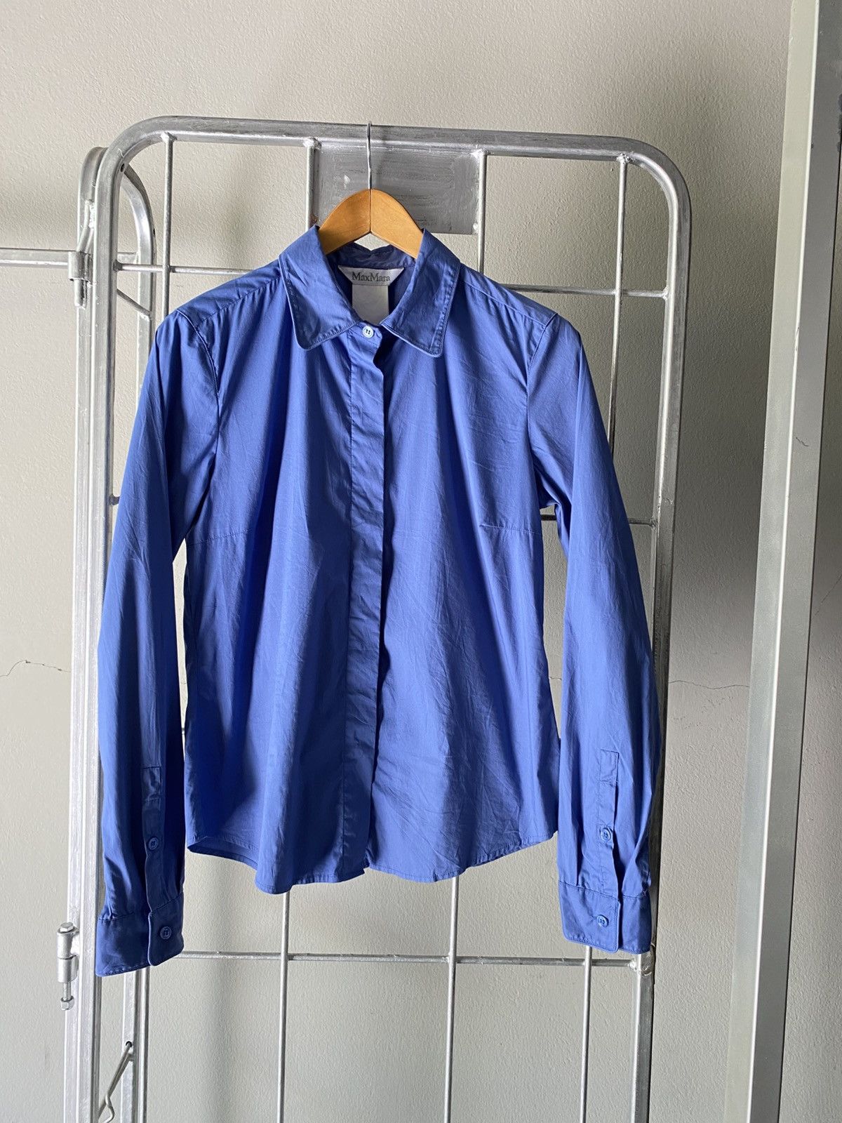 Max Mara MaxMara Light Blue Long-Sleeve Formal Shirt Size ONE SIZE - 1 Thumbnail