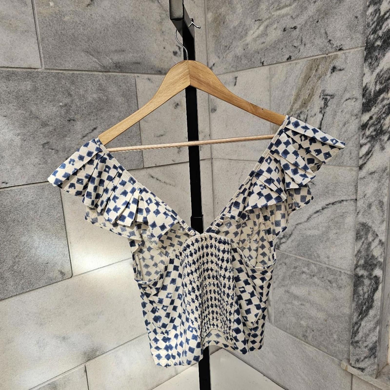 Madewell Madewell Women's White and Blue Crop-top Size XL / US 12-14 / IT 48-50 - 6 Thumbnail