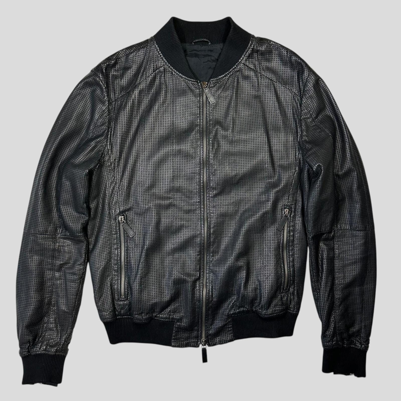 Armani Emporio Armani 2009 Perforated Mesh Leather Bomber IT52 (M) Size US M / EU 48-50 / 2 - 2 Thumbnail