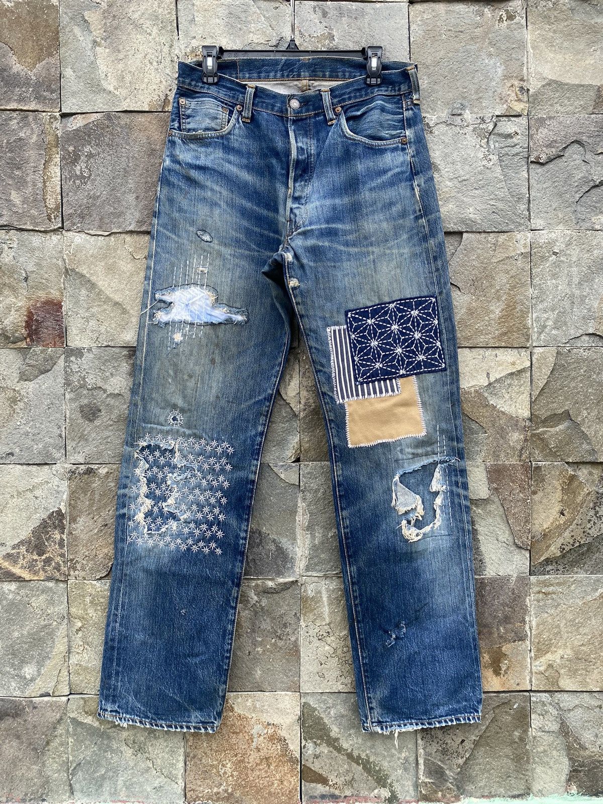 Levi's Vintage Clothing 1999 Levi’s 501 Distressed Patch Work Pants Size US 32 / EU 48 - 1 Thumbnail