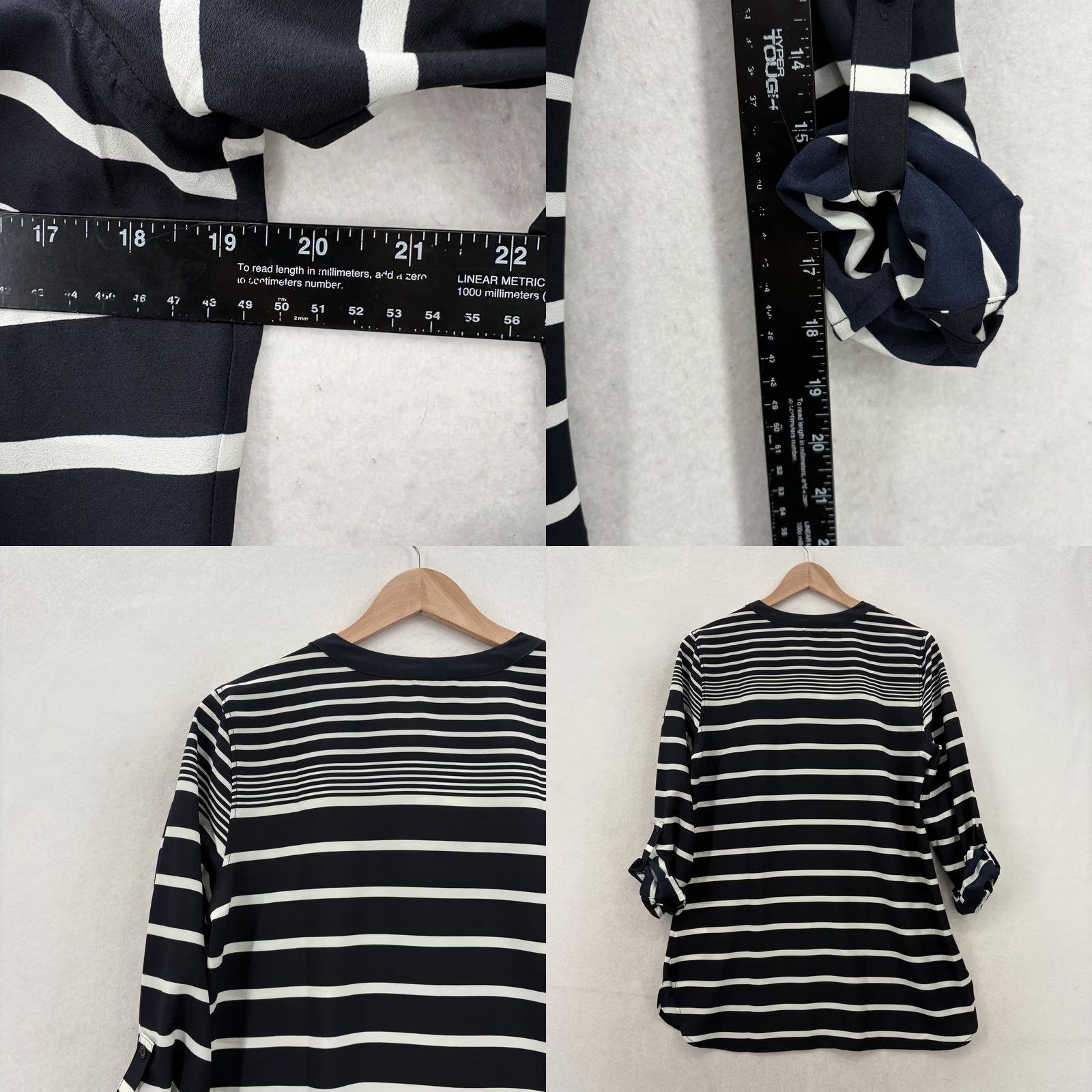 Talbots Talbots Blouse Womens Small Blue Crew Neck Striped Tunic 3/4 Roll Tab Sleeve Size S / US 4 / IT 40 - 8 Thumbnail