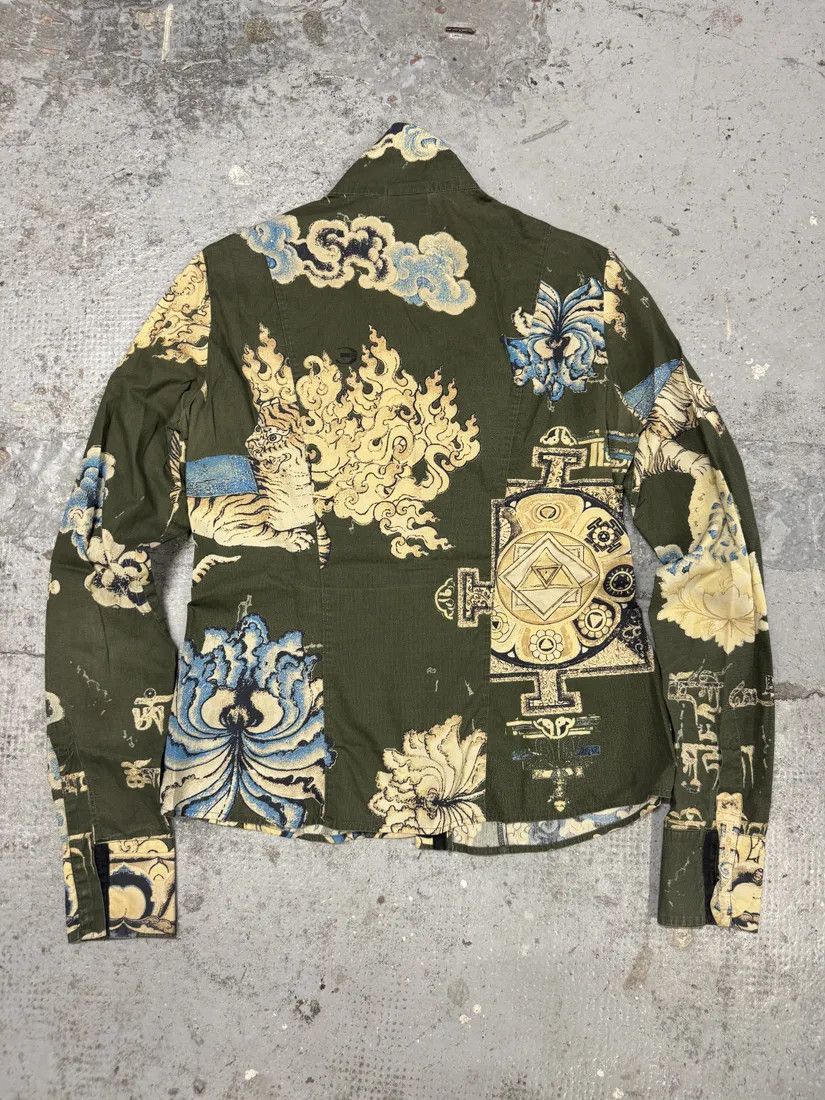 Designer × Just Cavalli × Vintage AW2003 Cavalli Asian World Green Contemporary Fire Shirt Size XS / US 0-2 / IT 36-38 - 2 Thumbnail