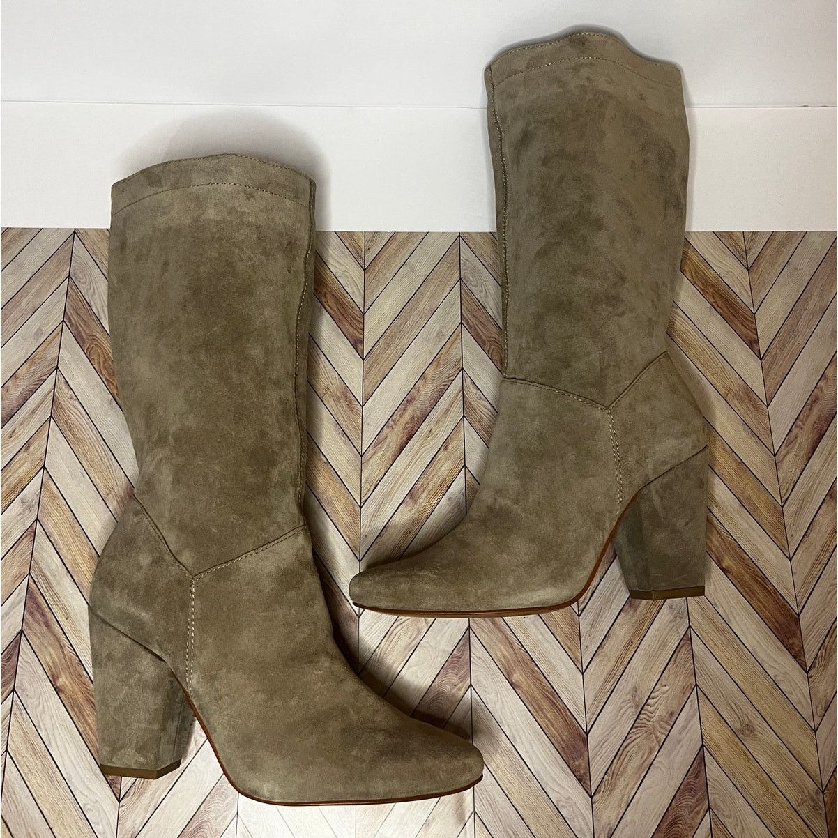 Other 1.State Maribell Pebble Suede Mid-Calf Boots Tan Womens 7.5M Size US 7.5 / IT 37.5 - 2 Thumbnail