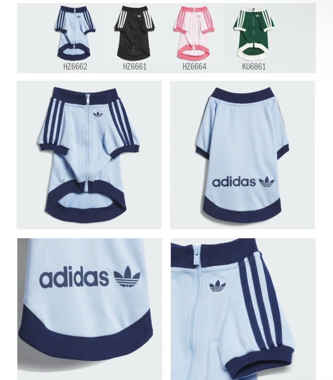 Adidas Adidas Originals Pet Tracksuit Zip-Up Jacket Dogs Cats Size ONE SIZE - 6 Thumbnail