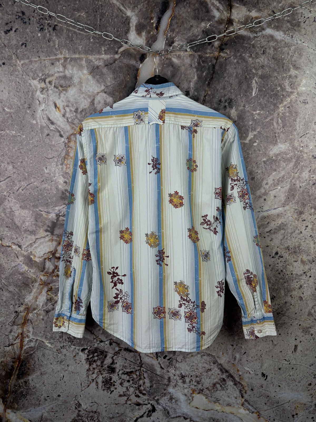 Guess Guess Jeans Men’s Button Up Shirt Striped Floral Long Sleeve Size US M / EU 48-50 / 2 - 9 Thumbnail