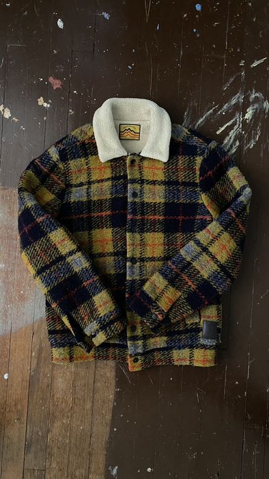 Scotch & soda plaid faux store shearling lined wool blend trucker jacket