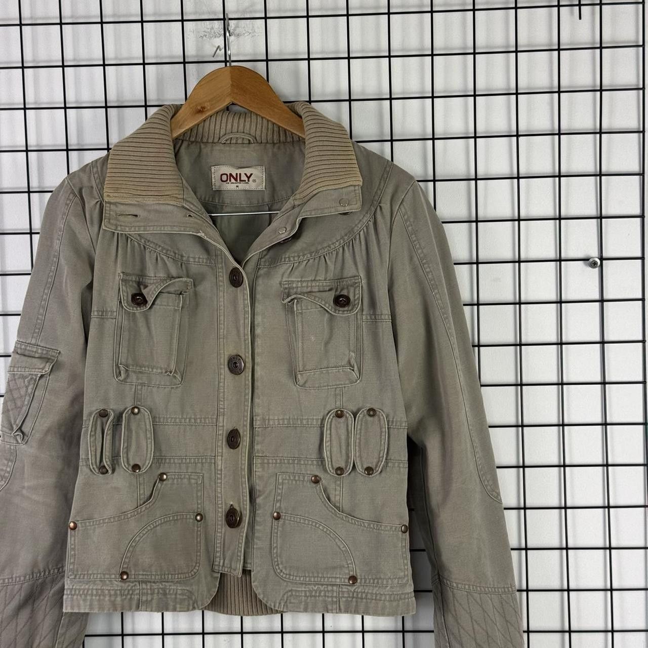 Vintage Jeans Jacket Goth Patchwork Lace Beige Opium Affilaction Size M / US 6-8 / IT 42-44 - 4 Thumbnail