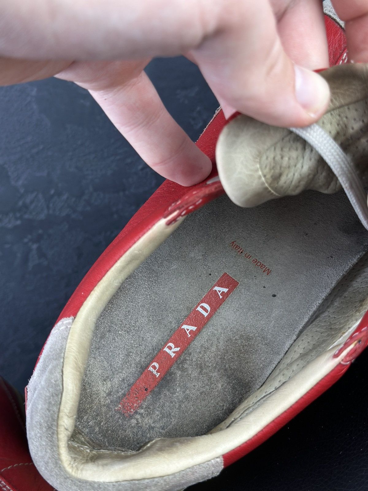 Prada × Vintage Vintage Prada Red Leather/Suede Sneakers Men’s Size US 8 / EU 41 - 8 Thumbnail