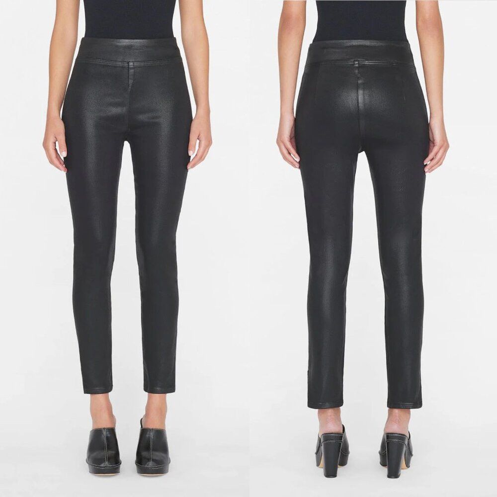 Frame Frame Jet Set Skinny Crop Slit Noir Coated Jeans Size 2 Size 26" / US 2 / IT 38 - 1 Thumbnail