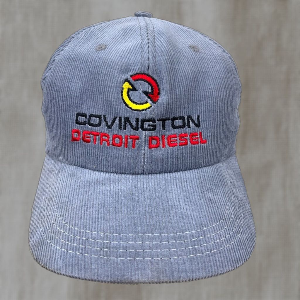 Vintage VINTAGE Ameri Cap Detroit Dissel Har Cap Gray Corduroy Strap back Made In USA Covington Size ONE SIZE - 1 Thumbnail