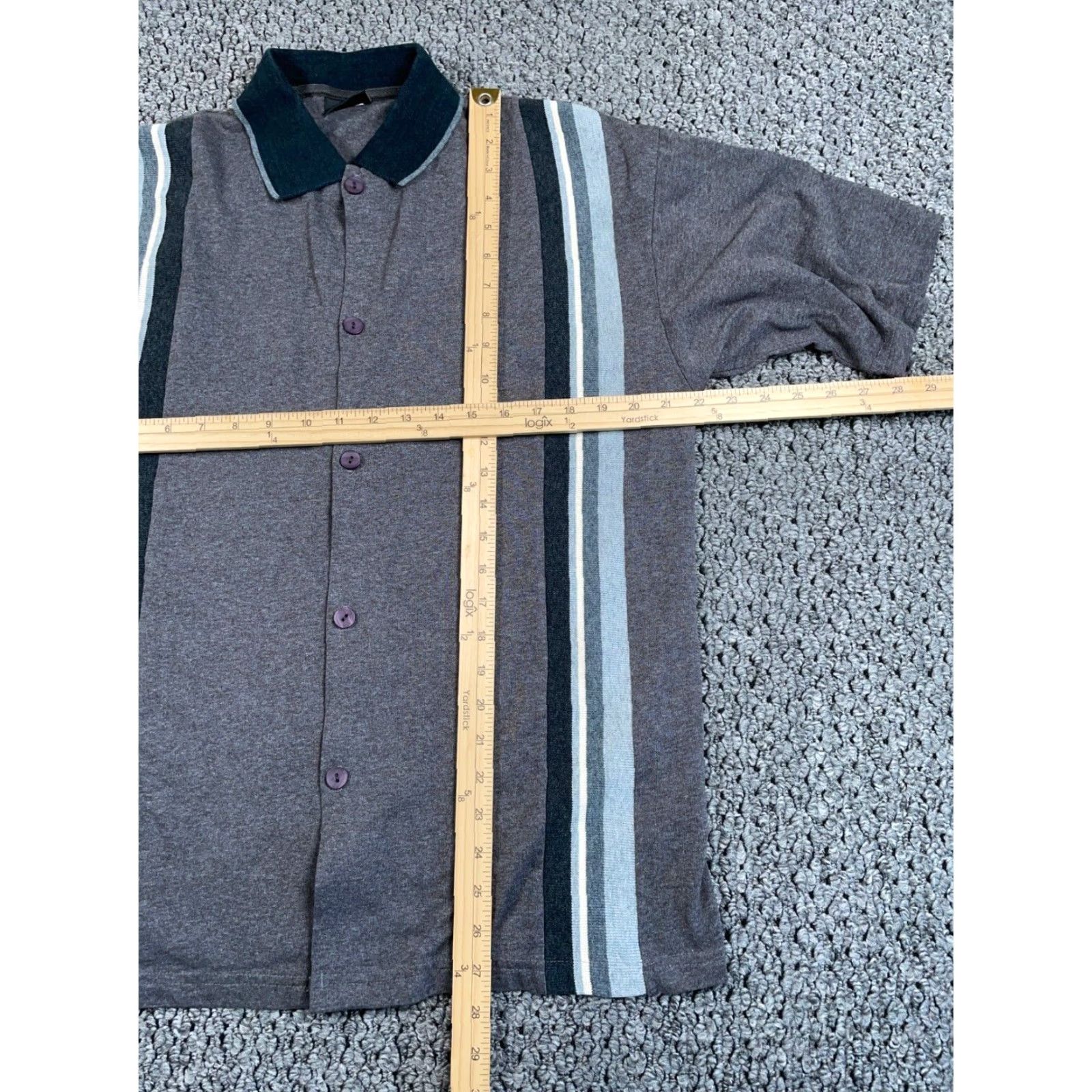 Vintage VINTAGE Left Coast Shirt Adult Large Gray Knit Striped Button-Up Casual Retro 90s Mens Size US L / EU 52-54 / 3 - 5 Thumbnail