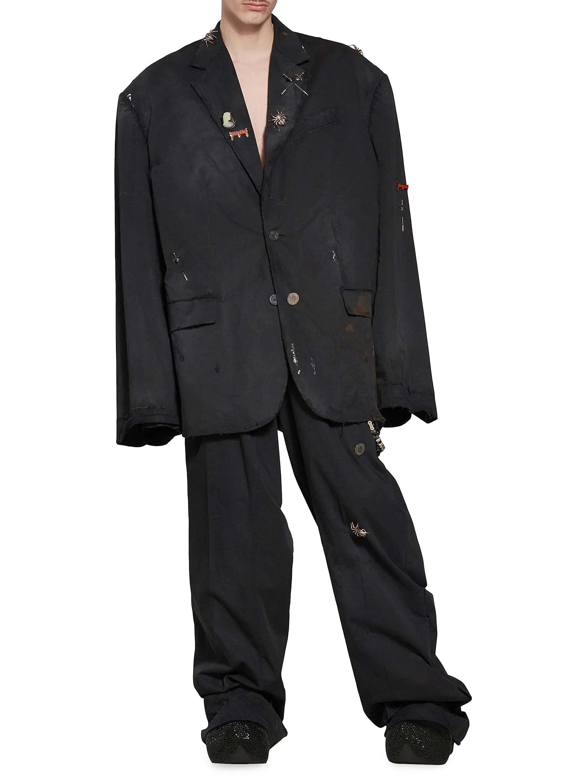 Balenciaga o1w1db10825 Goth Tailored Jacket in Black Size US M / EU 48-50 / 2 - 2 Thumbnail
