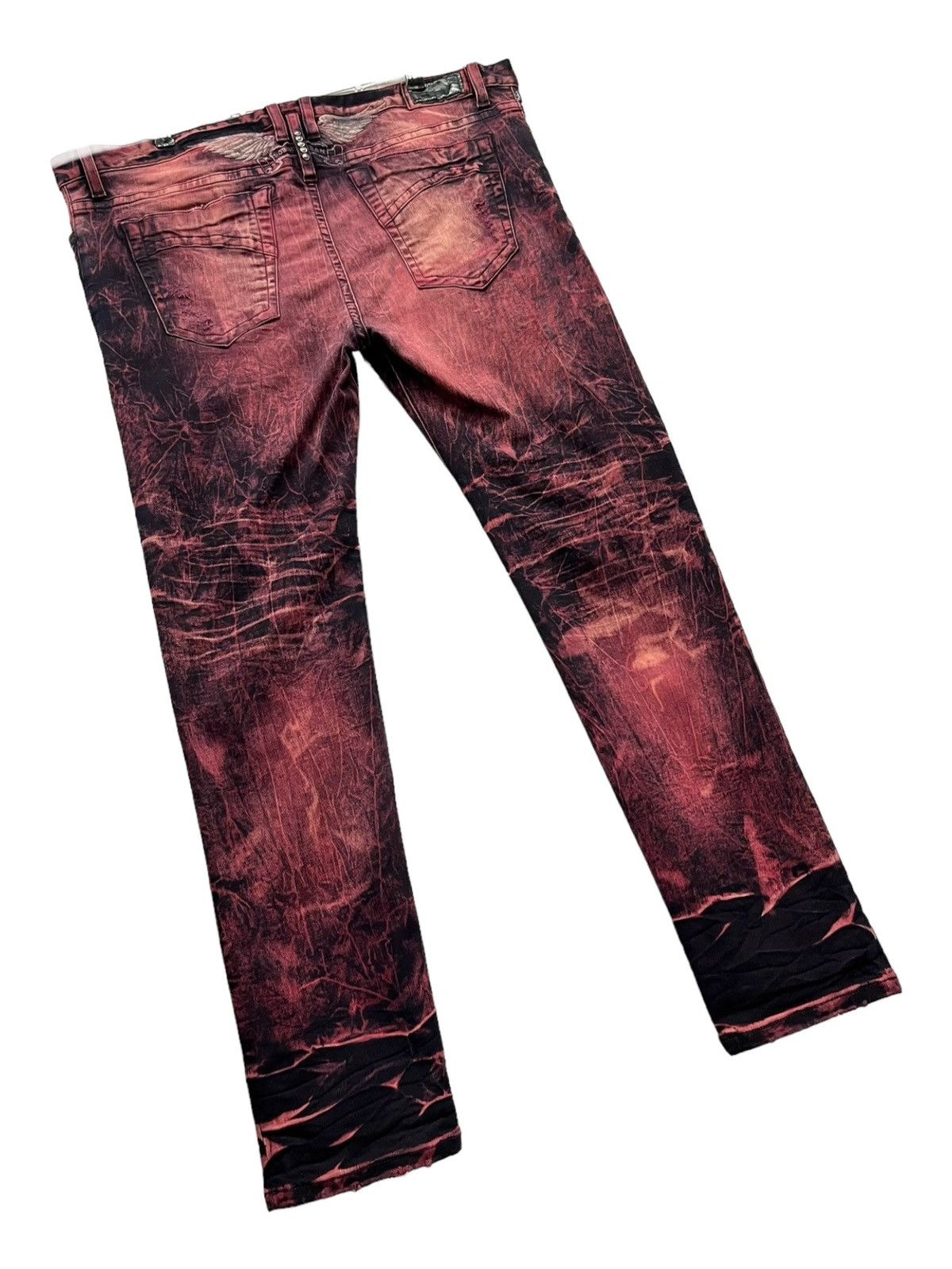 Robins Jeans 42” ROBINS JEANS Red Blood Acid Wash Ripped Stretchy Denim🔥 Size US 42 / EU 58 - 7 Thumbnail