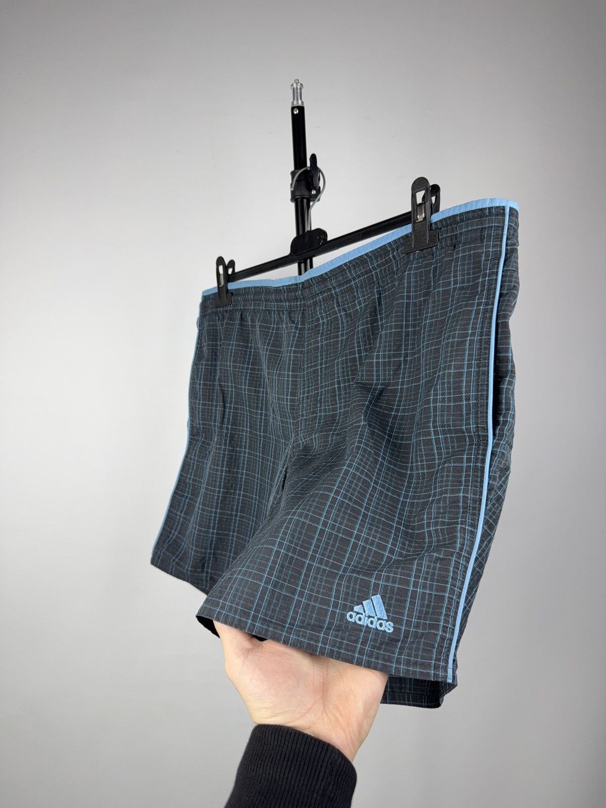 Adidas Adidas Checkered Swim Shorts Blue Trim Men’s L Mesh Lining Size US 34 / EU 50 - 3 Thumbnail