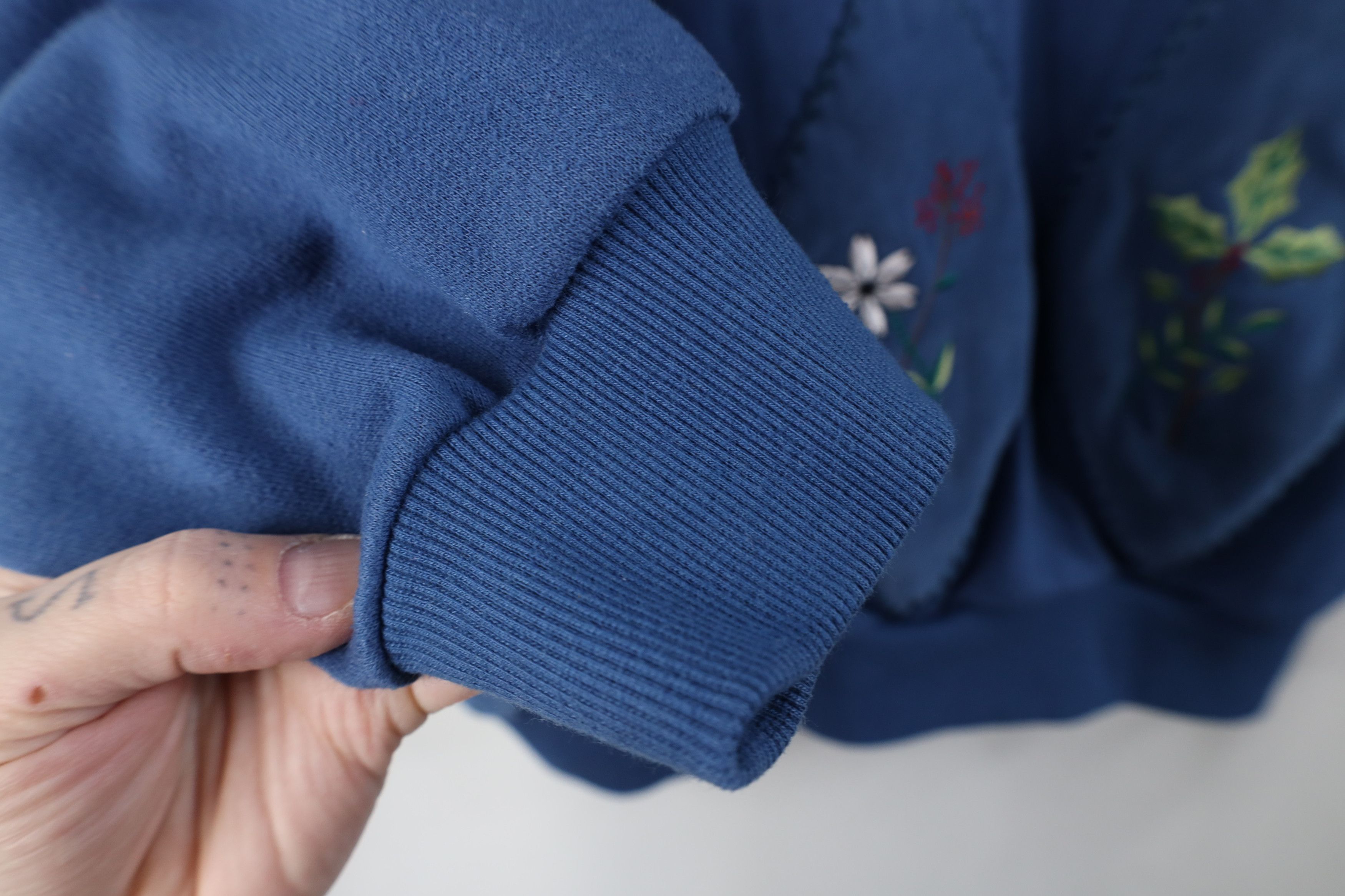 Vintage Vintage 90s Streetwear Flower Bird Mock Neck Sweatshirt Size L / US 10 / IT 46 - 8 Thumbnail