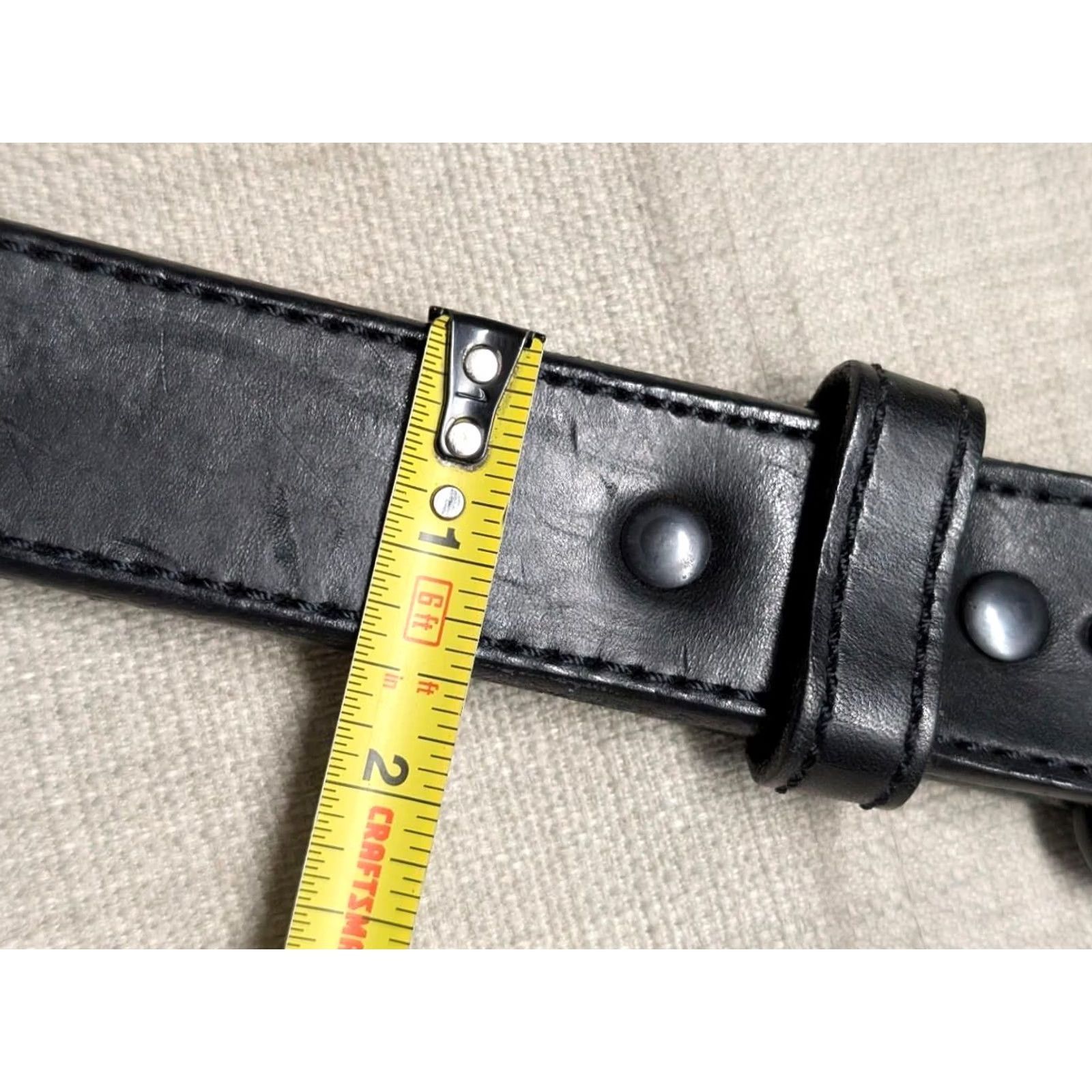 Vintage VINTAGE Bullbelts Western Belt 34 Black Leather Cowhide Full Grain Leather Belt Buckle Conceal Holster Mens Size 34 - 6 Thumbnail