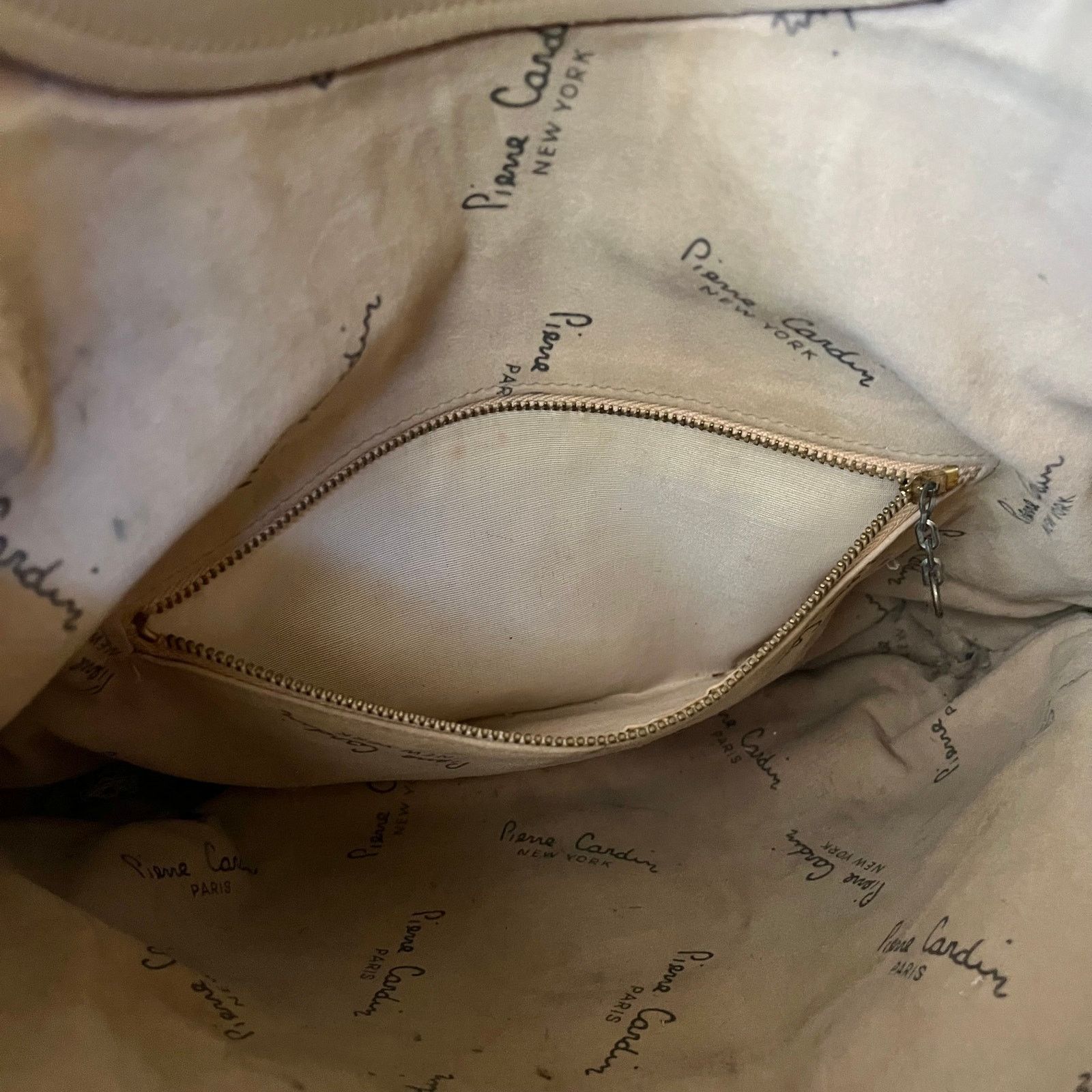 Pierre Cardin × Vintage Pierre Cardin Vintage Jacquard Beige Leather Foldover Tote Size ONE SIZE - 5 Thumbnail