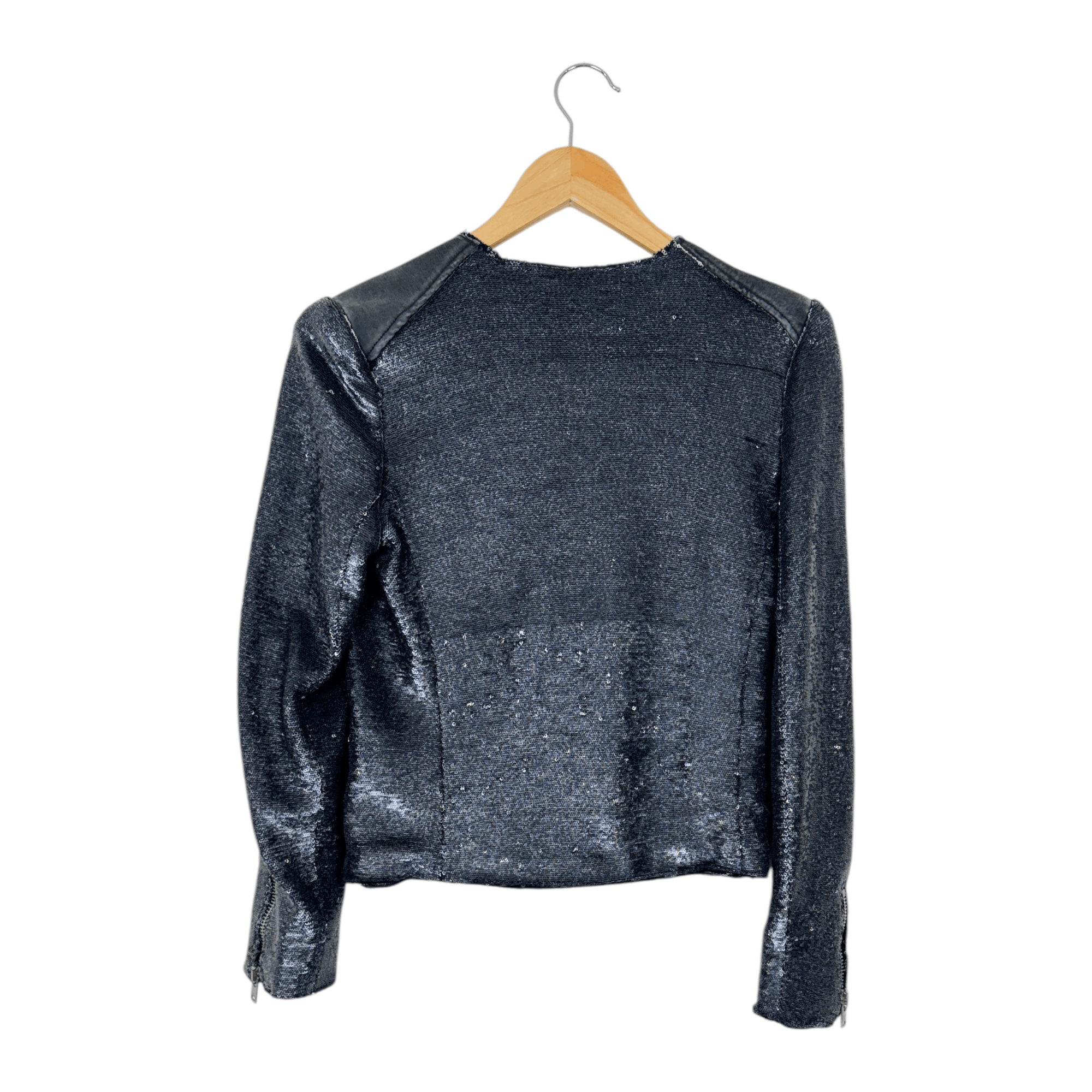Iro Cuzia Sequin Moto Leather Jacket Fancy Sparkly Size S / US 4 / IT 40 - 3 Thumbnail