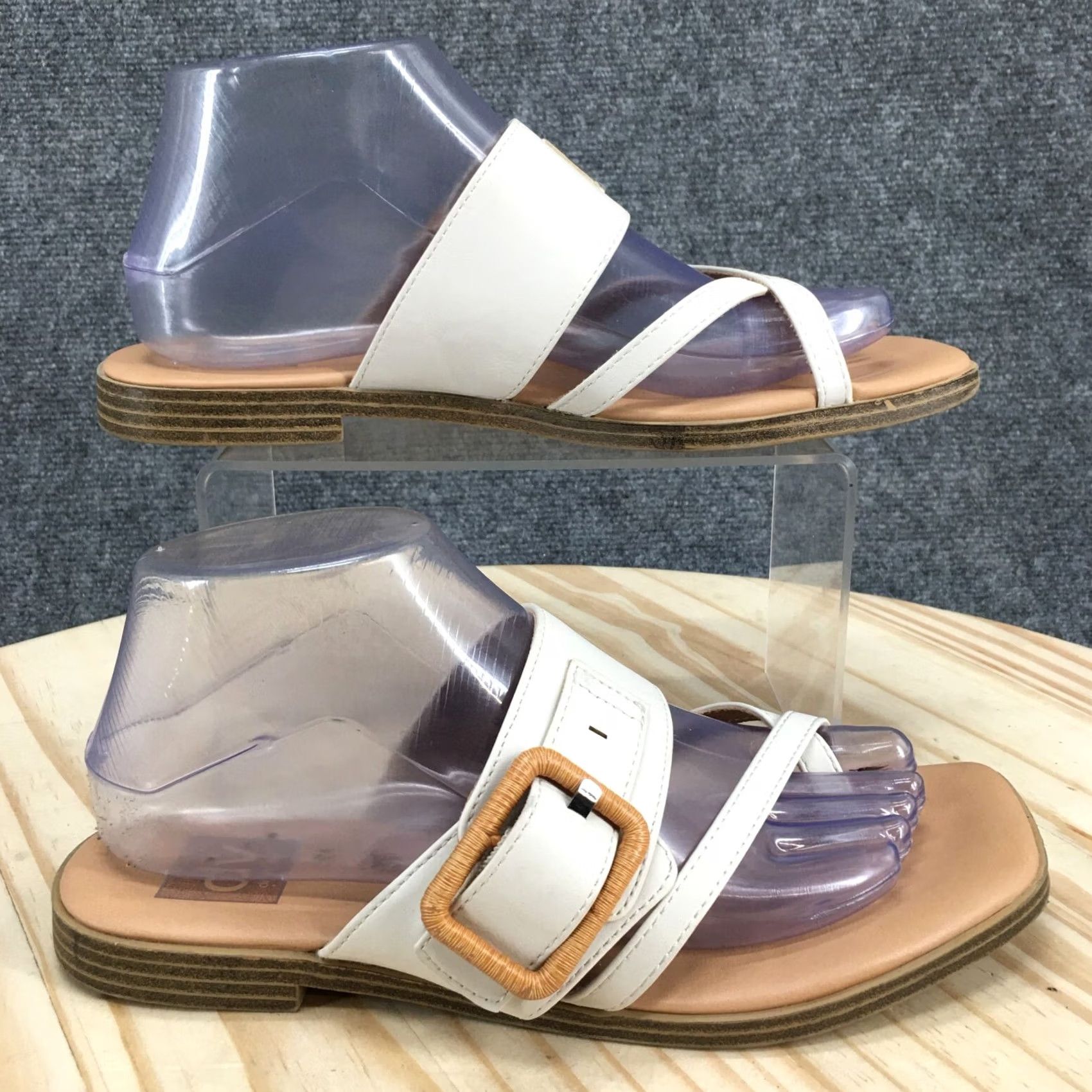 Dolce Vita DV Dolce Vita Matilda Sandals Womens 8 Slip On Toe Loop Slide Brown White Casual Shoes Size US 6 / IT 36 - 2 Thumbnail