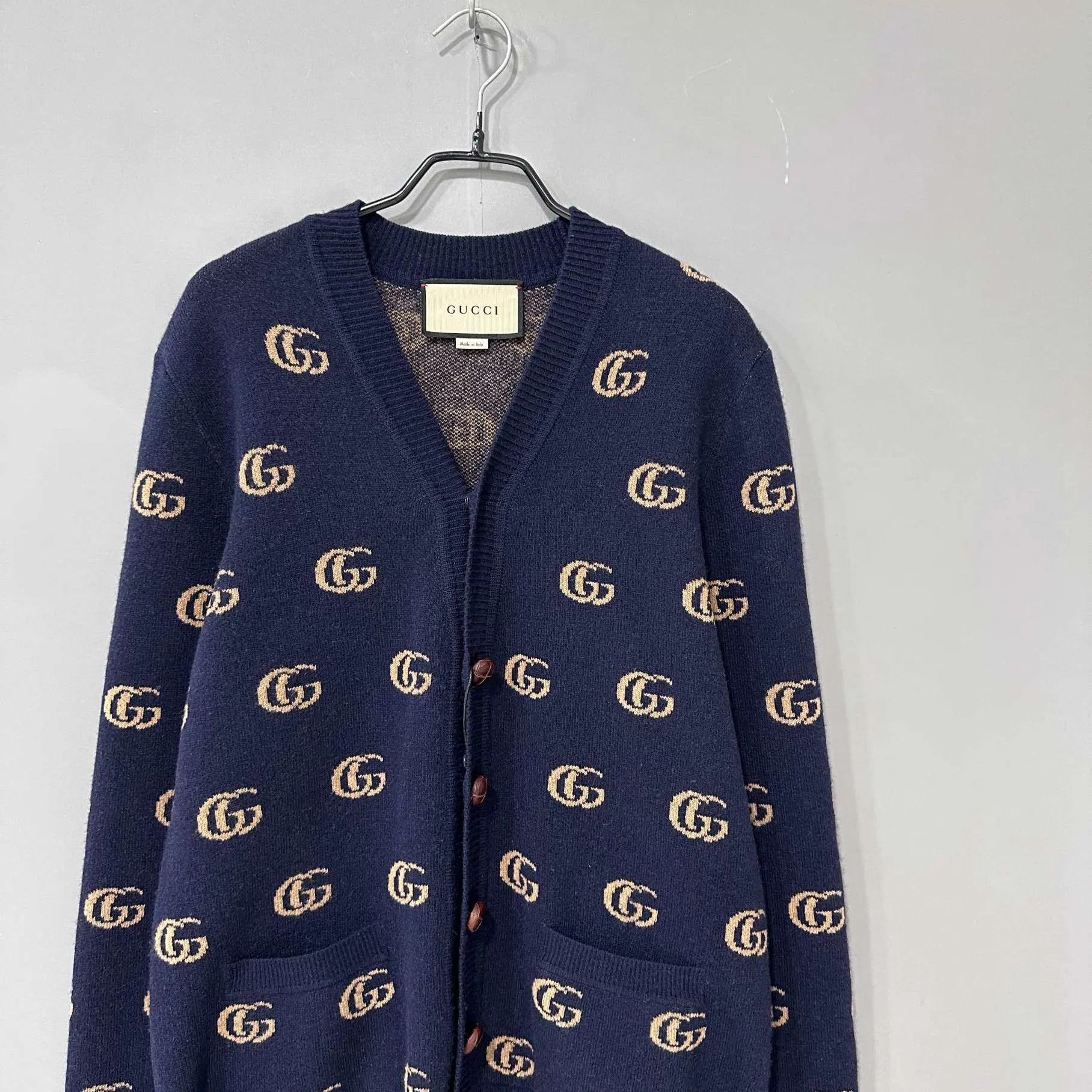 Gucci GUCCI Blue Full Print Double G Knit Cardigan M Size US M / EU 48-50 / 2 - 2 Thumbnail