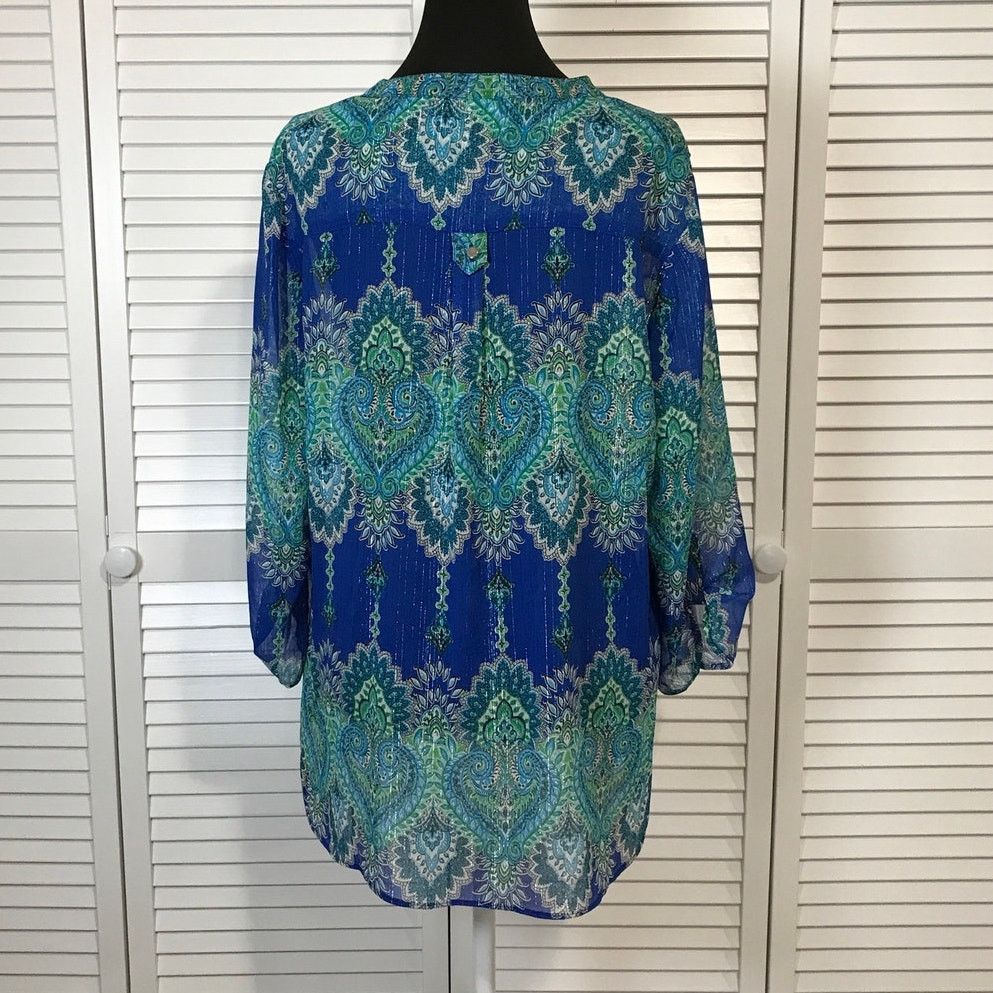 Other Sara Michelle Royal Blue Boho Paisley Sheer Tunic Blouse L Size L / US 10 / IT 46 - 3 Thumbnail