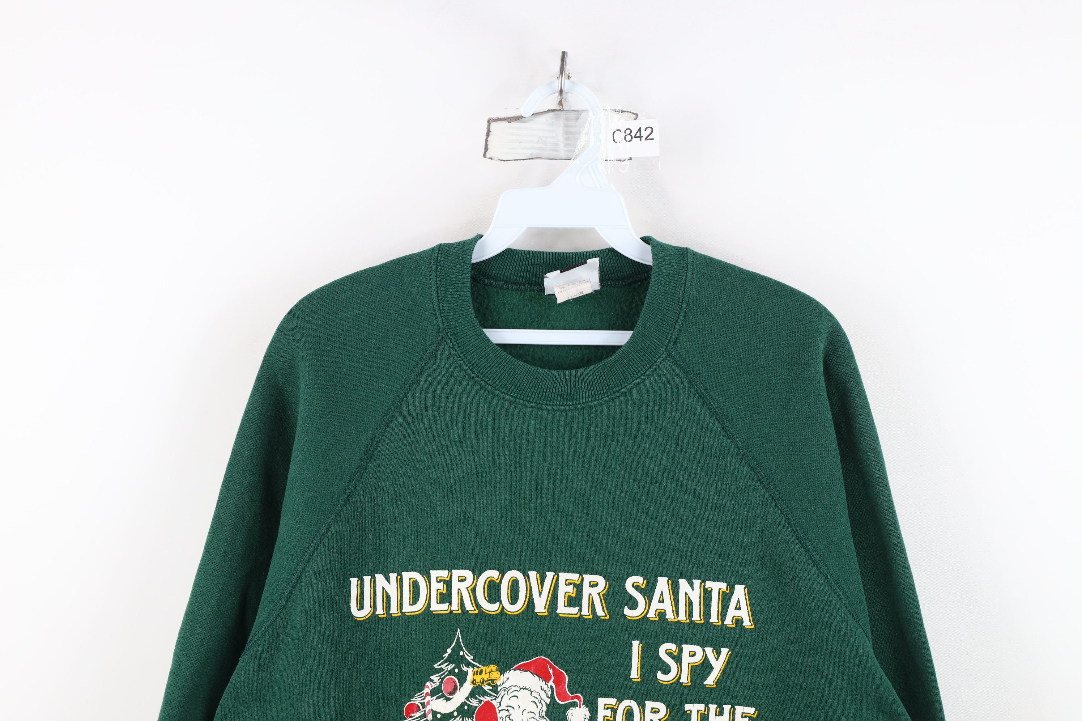 Vintage Vintage 90s Christmas Undercover Santa Sweatshirt Green USA Size XL / US 12-14 / IT 48-50 - 2 Thumbnail