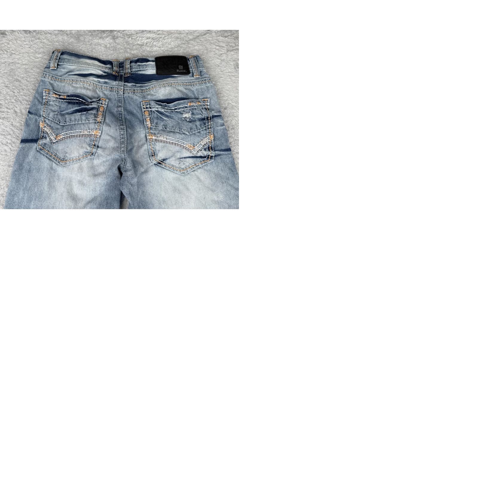 Denime CJ Black Jeans Mens 30x30 Light Blue Wash Bootcut Denim 5-Pocket Contrast Stitch Embroidered Back Pockets Stretch Size US 30 / EU 46 - 10 Thumbnail