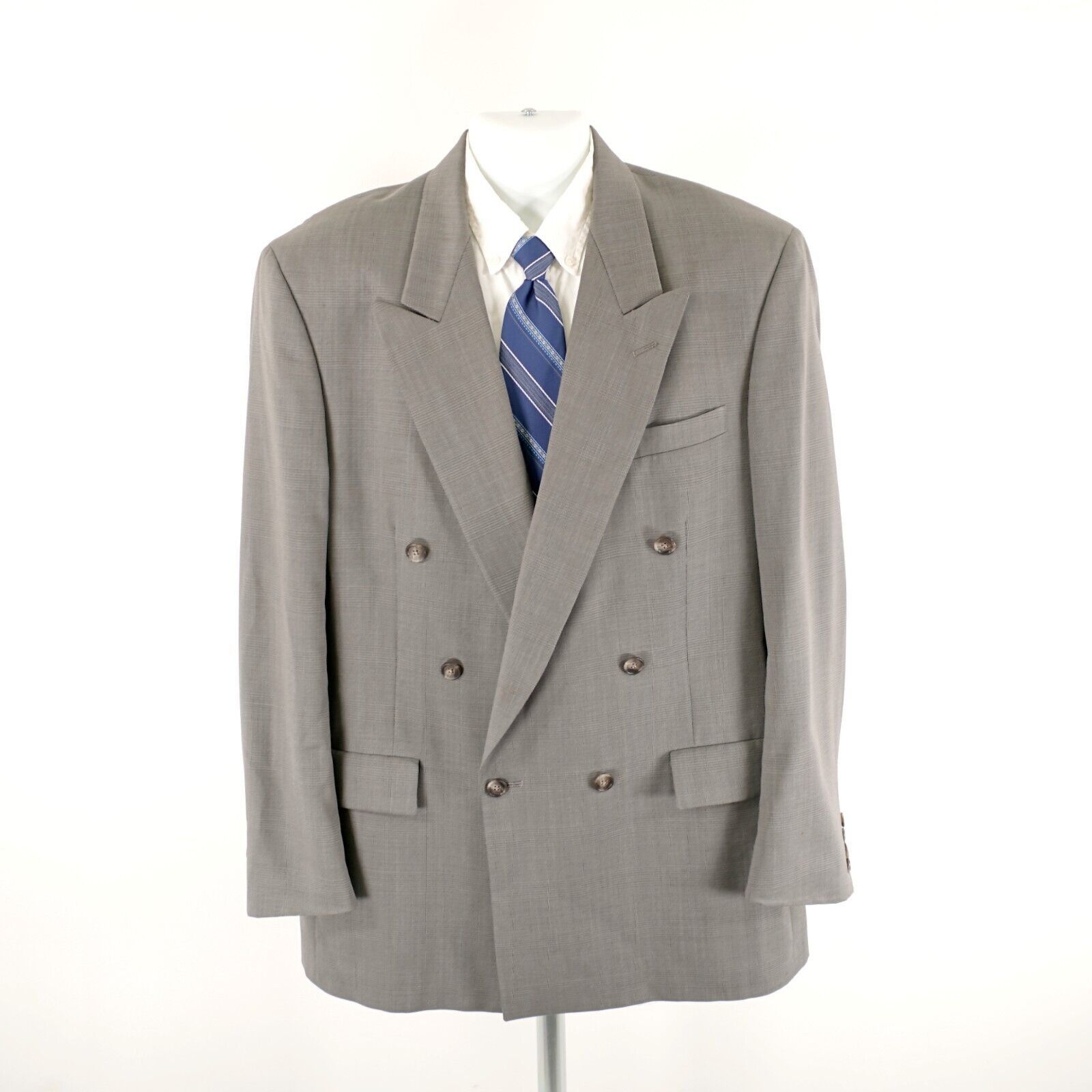 Austin Reed Austin Reed Wool Gray Plaid Double Breasted 2 Piece Suit 42L Size 42L - 9 Thumbnail