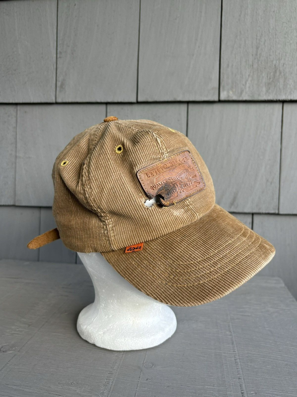 Levi's 1970s Vintage Levi's Orange Tab Corduroy Hat Leather Basebal Size ONE SIZE - 5 Thumbnail